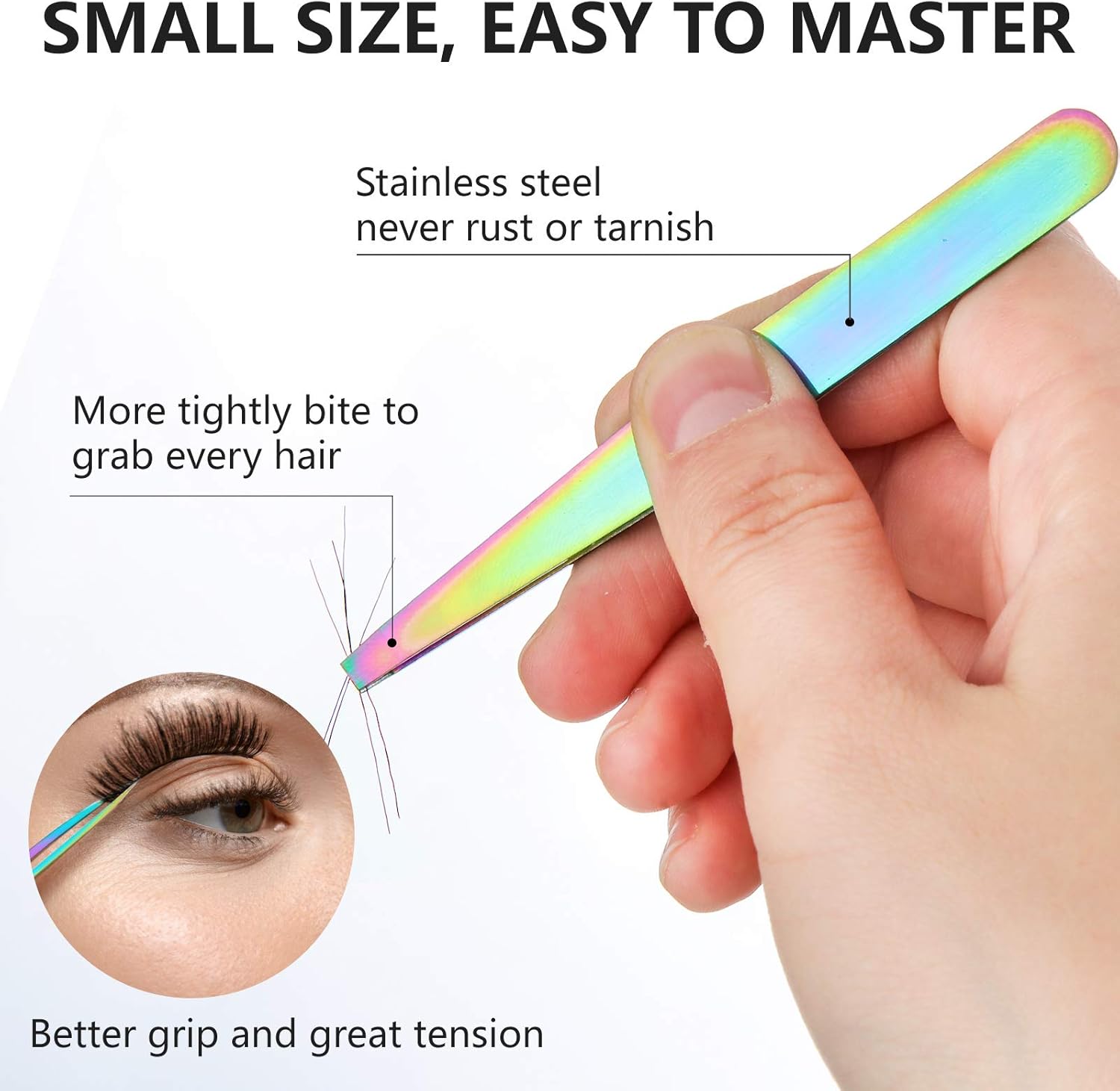 Honoson 6-Piece Rainbow Eyebrow Tweezers Set with Precision Scissors and Brush - Image 2