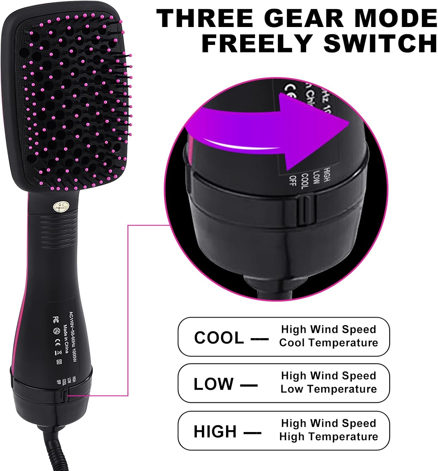 2 in 1 Multifunctional Anion Hair Dryer Brush Comb Styler Hairdressing Tool - Image 3