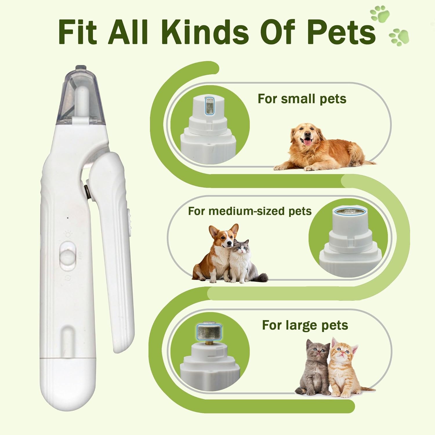 2-in-1 Dog Nail Grinder & Dog Nail Clippers Trimmers for Large Medium Small Dogs Cats Pets Claw Trimmer with LED Lights (White) - Image 2