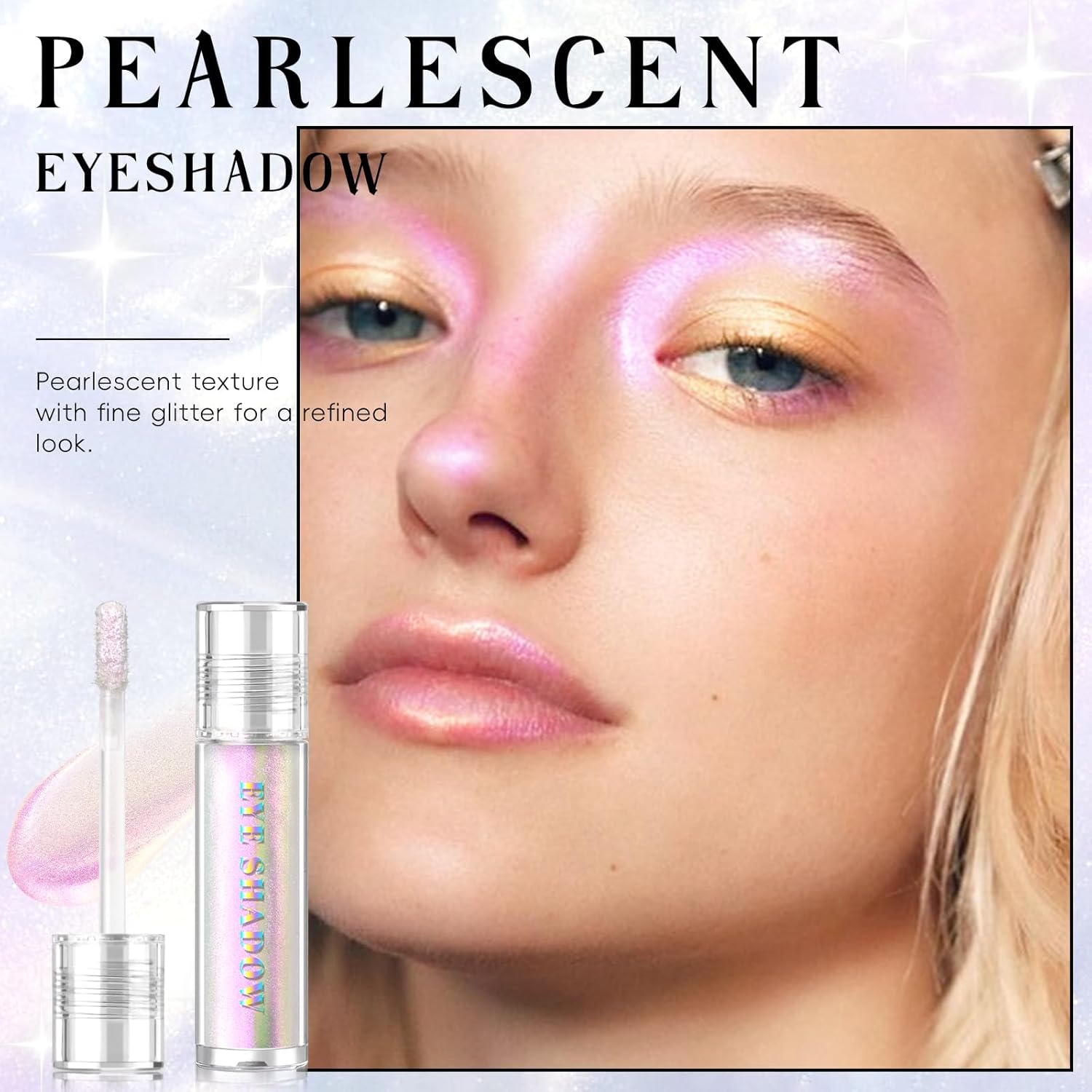 Liquid Glitter Eyeshadow, Shimmer Chameleon Holographic Metallic Multichrome Highlighter, Long Lasting Waterproof White Purple Eye look, Sparkling Quick Dry Face Eye pigmented Makeup 04 - Image 2