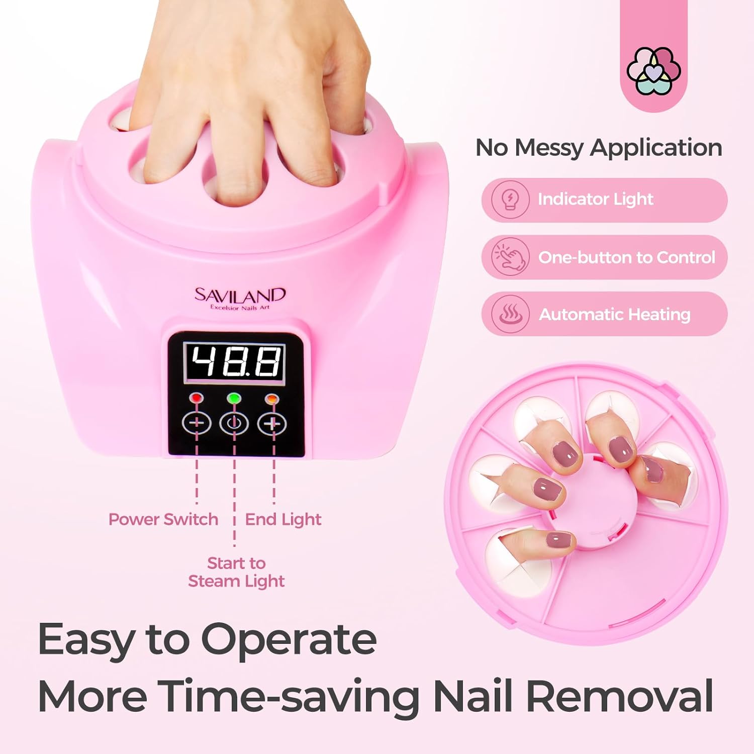 SAVILAND Nail Polish Remover Machine:Gel Polish Revmover Steam Quick Remove Gel Acrylic Nail Remover | Dip Powder Remover Gentler Portable U V Gel Nail Electric Nail Polish Remover Nail Salon Home DIY - Image 3