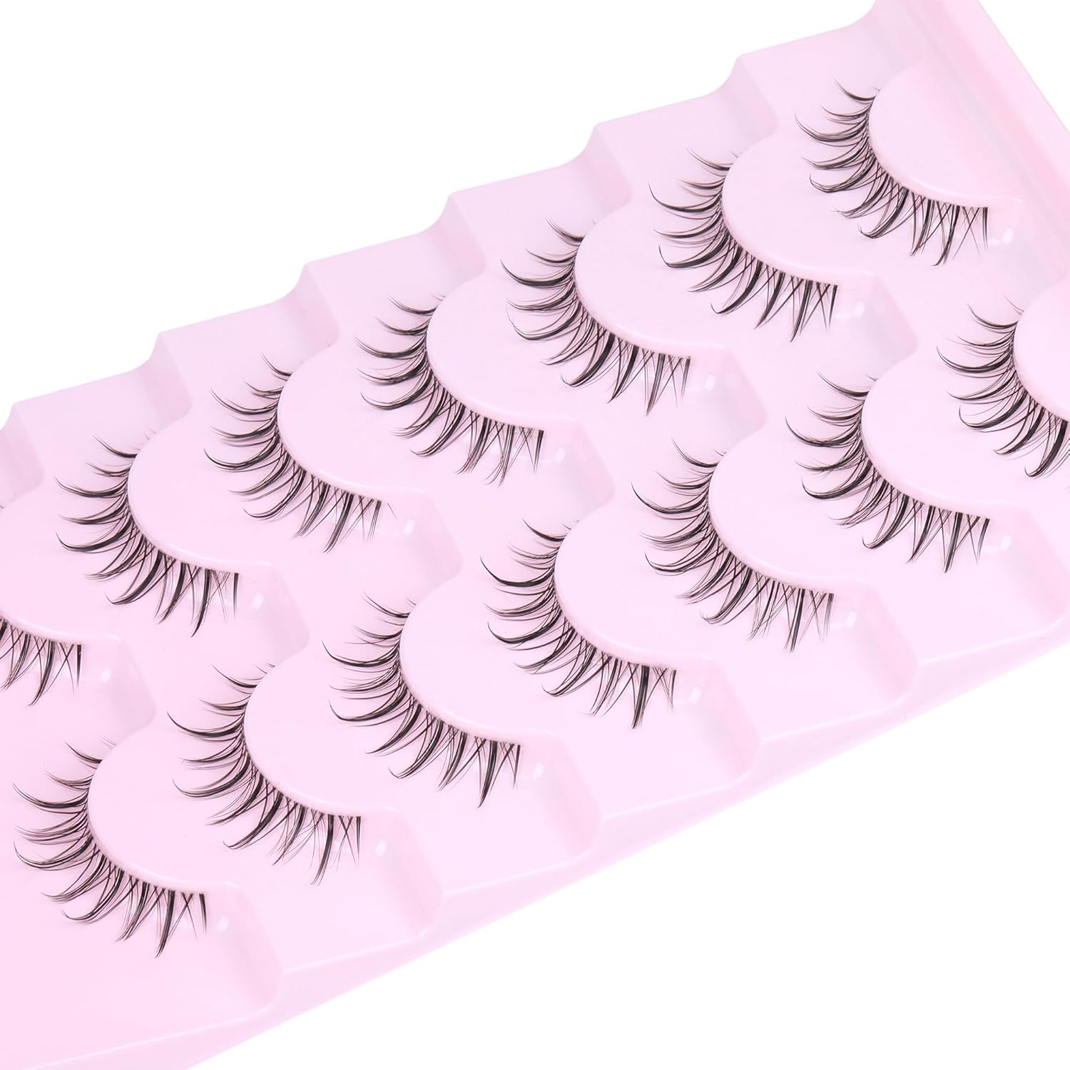 EYDEVRO Manga Eyelashes - Natural Look Anime Lashes with Clear Band - Asian Korean Style - Cute Anime Eyelashes - Wispy 3D Lashes - 7 Pairs Pack - Image 4