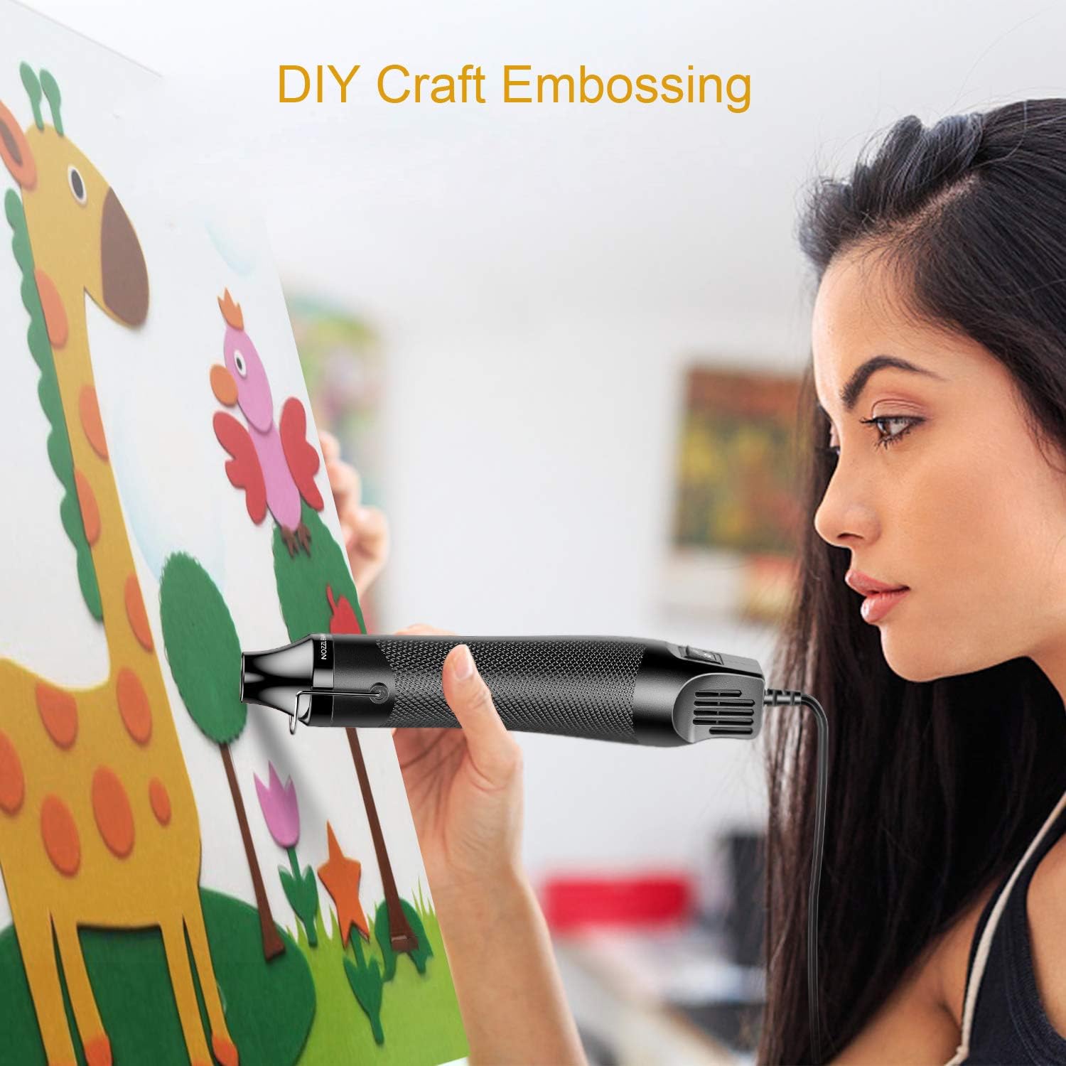 Heat Gun for crafts, 6.6ft Cable 300W Dual-Temperature Portable Hot Air Gun for DIY Craft Embossing, Shrink Wrapping PVC, Drying Paint, Clay, Rubber Stamp, Multi Function Hand-hold Heat Tools - Image 5