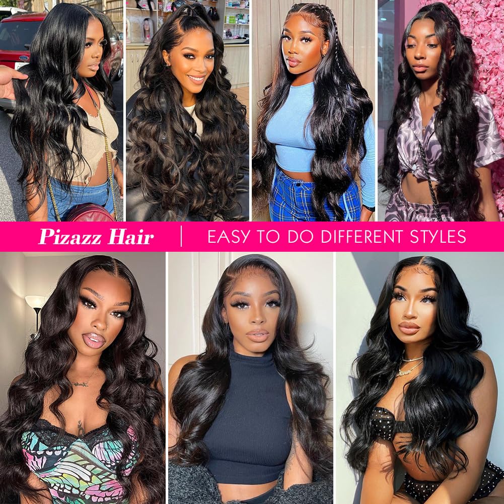 Pizazz 13x6 Body Wave Lace Front Wigs Human Hair Pre Plucked 180 Density HD Transparent Lace Frontal Wigs Human Hair for Women 9A Glueless Wigs Human Hair with Baby Hair 26Inch - Image 4
