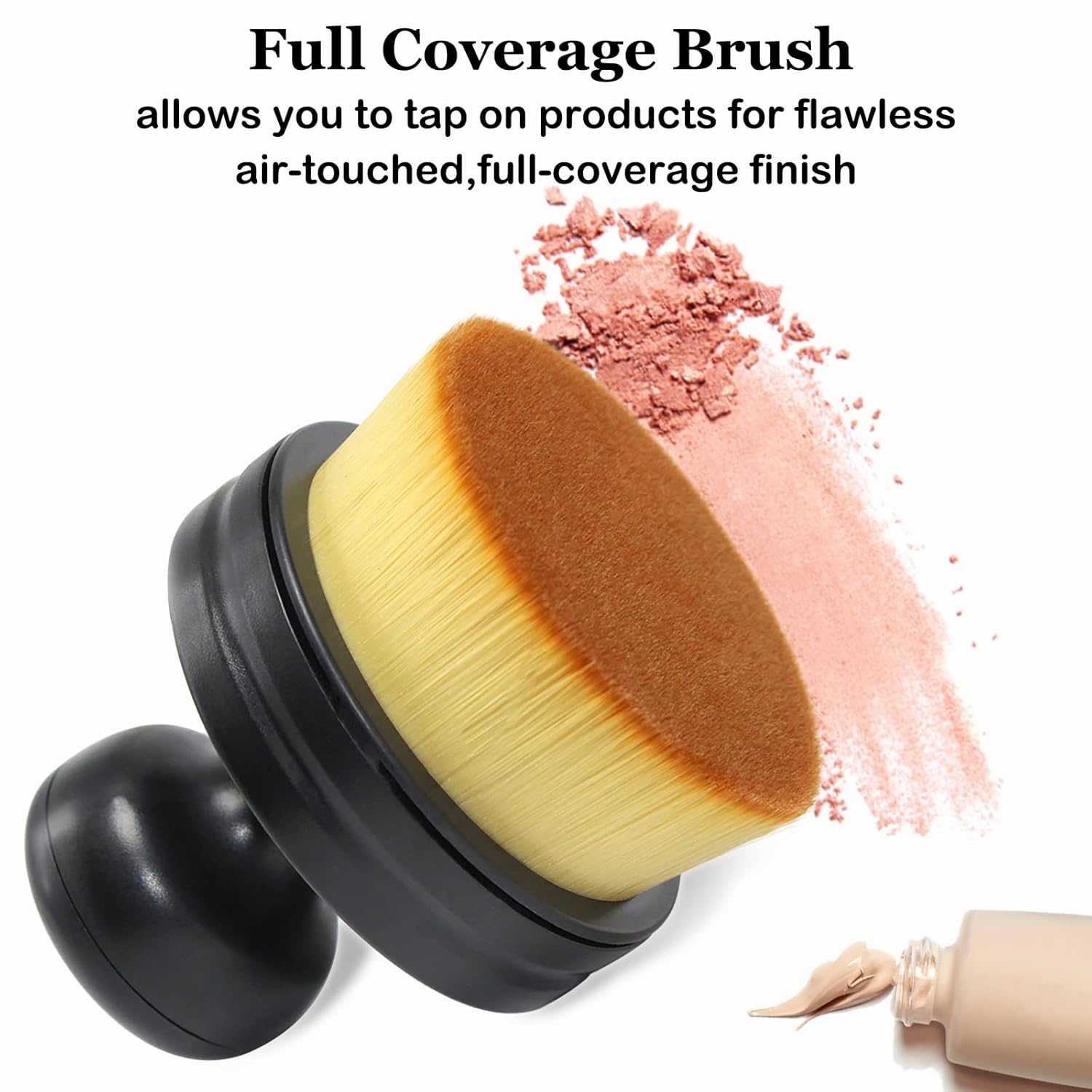 Falliny Makeup Brush, Large Full Coverage Self Tanner Foundation Brushes Travel Kabuki Powder Brush for Face Body, Blending Liquid, Bronzer,Sunscreen,Cream or Flawless Powder Cosmetics - Image 2