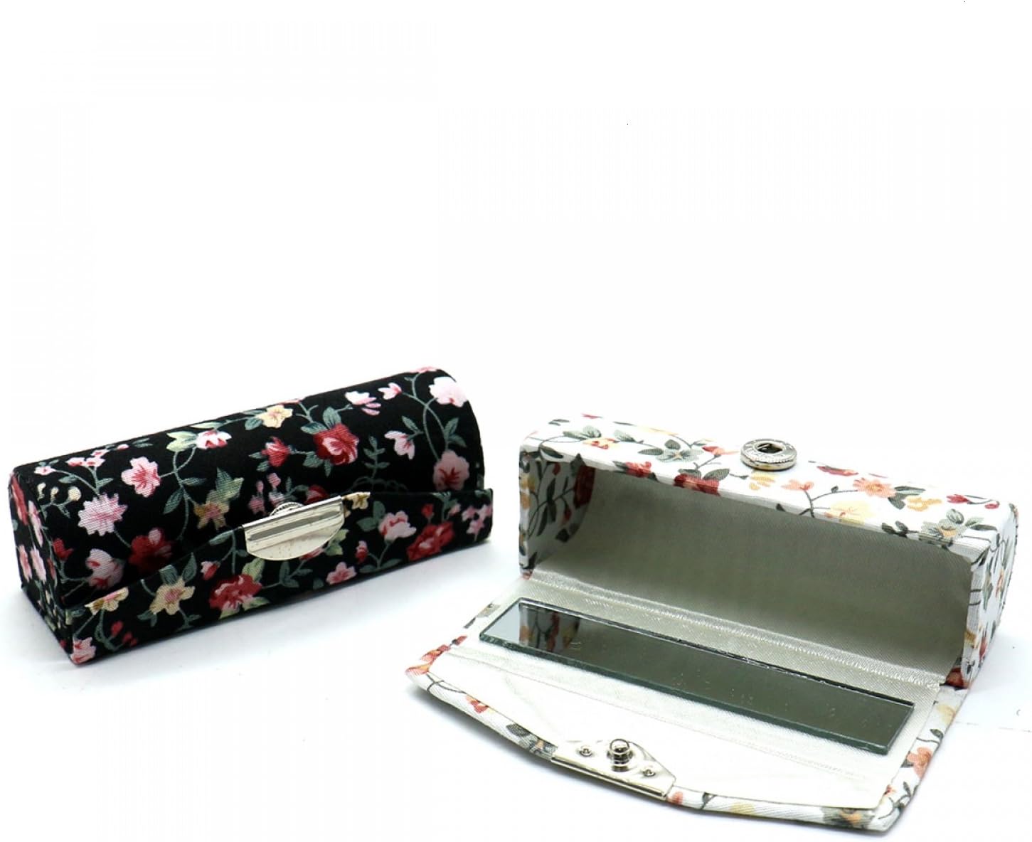 4 Pcs Ladies Floral Lipstick Case Holder with Mirror, Cosmetic Storage Kit Makeup Travel Cases Organizer Bag for Purse - Image 3
