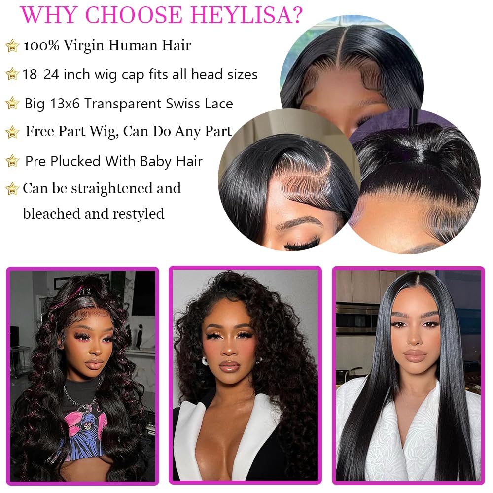 30 Inch 13x6 Body Wave Lace Front Wigs Human Hair 200 Density HD Transparent Lace Frontal Wigs Pre Plucked Glueless Wigs Human Hair Wig For Black Women (Black, 30 Inch, body) - Image 6
