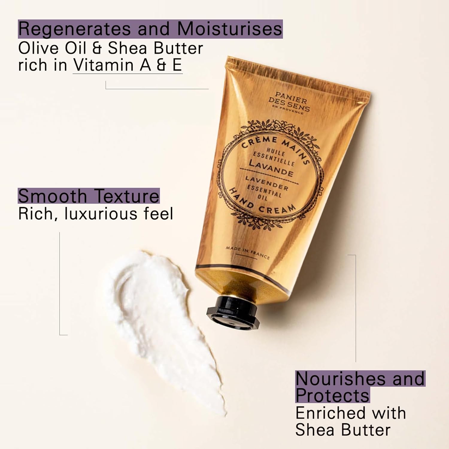 Panier des Sens Lavender Hand Cream for Dry, Cracked Hands, 2.5 fl oz Shea Butter Formula - Image 3
