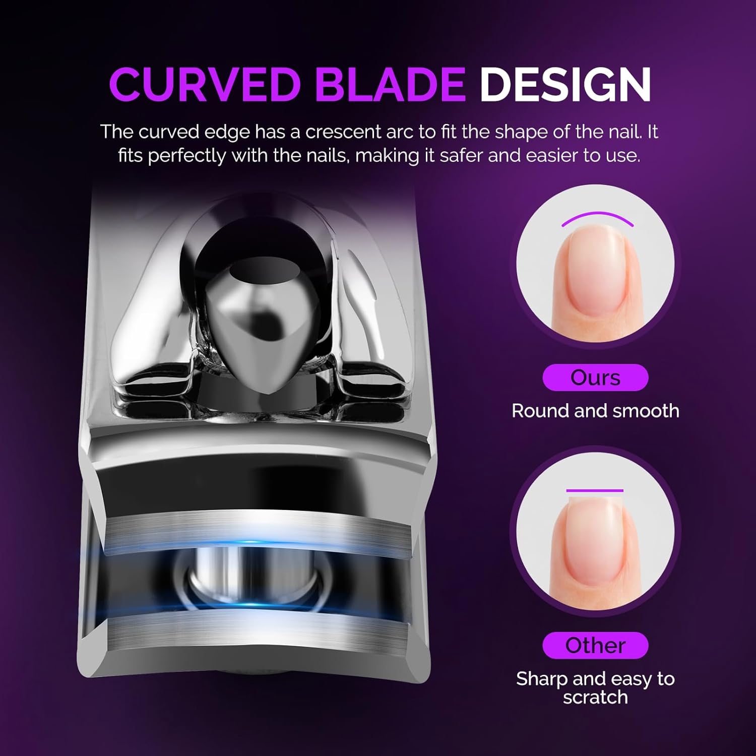 MelodySusie Nail Clippers Set, 2 in 1 Toenail Clippers Nail Clippers for Women, Ultra Sharp Stainless Steel Fingernail Nail Clippers for Men, Nail Cutter, Gifts for Women Men, Purple - Image 4