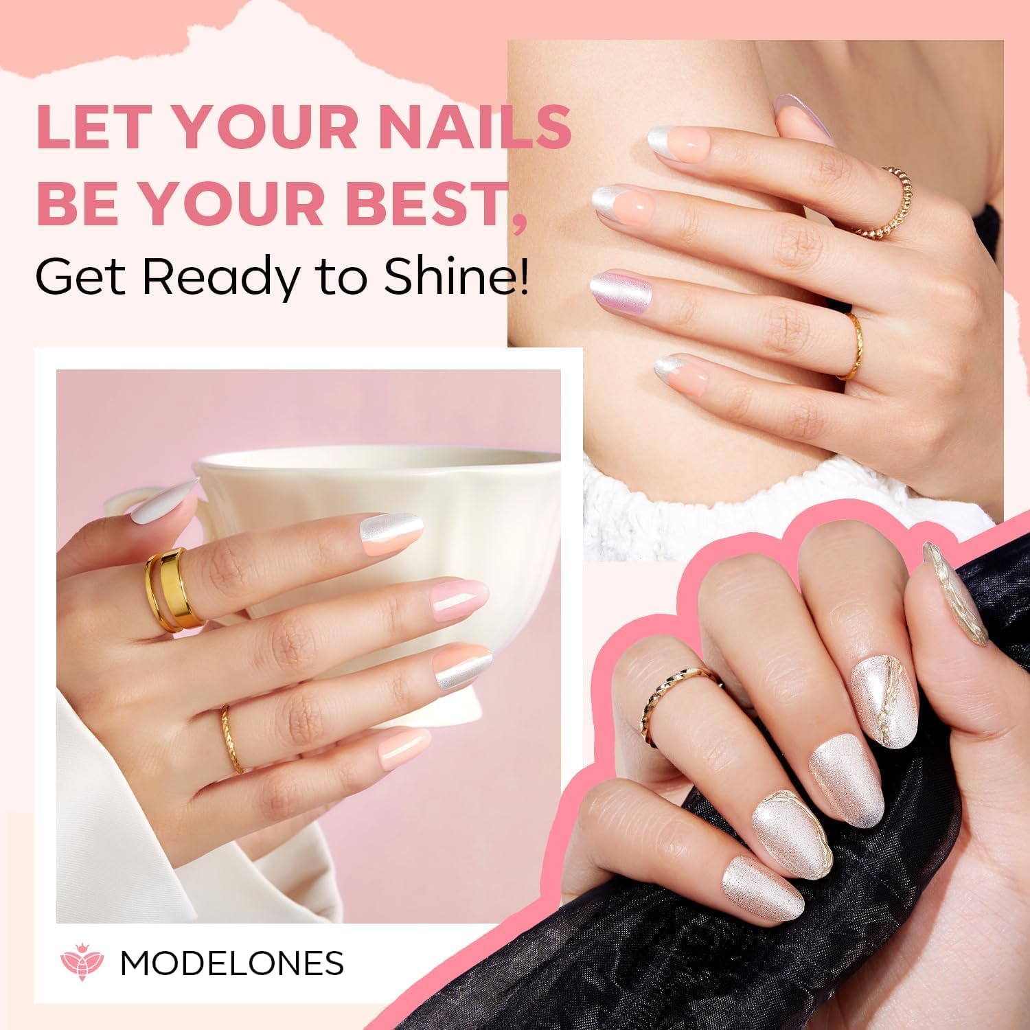 modelones Nail Polish Set 6 Colors Neutral Nude Pink Mini Skin Tones Collection Quick Dry Neutral Glitter Finger Nail Polish Home DIY Manicure Valentine's Gift for Women Girl - Image 3