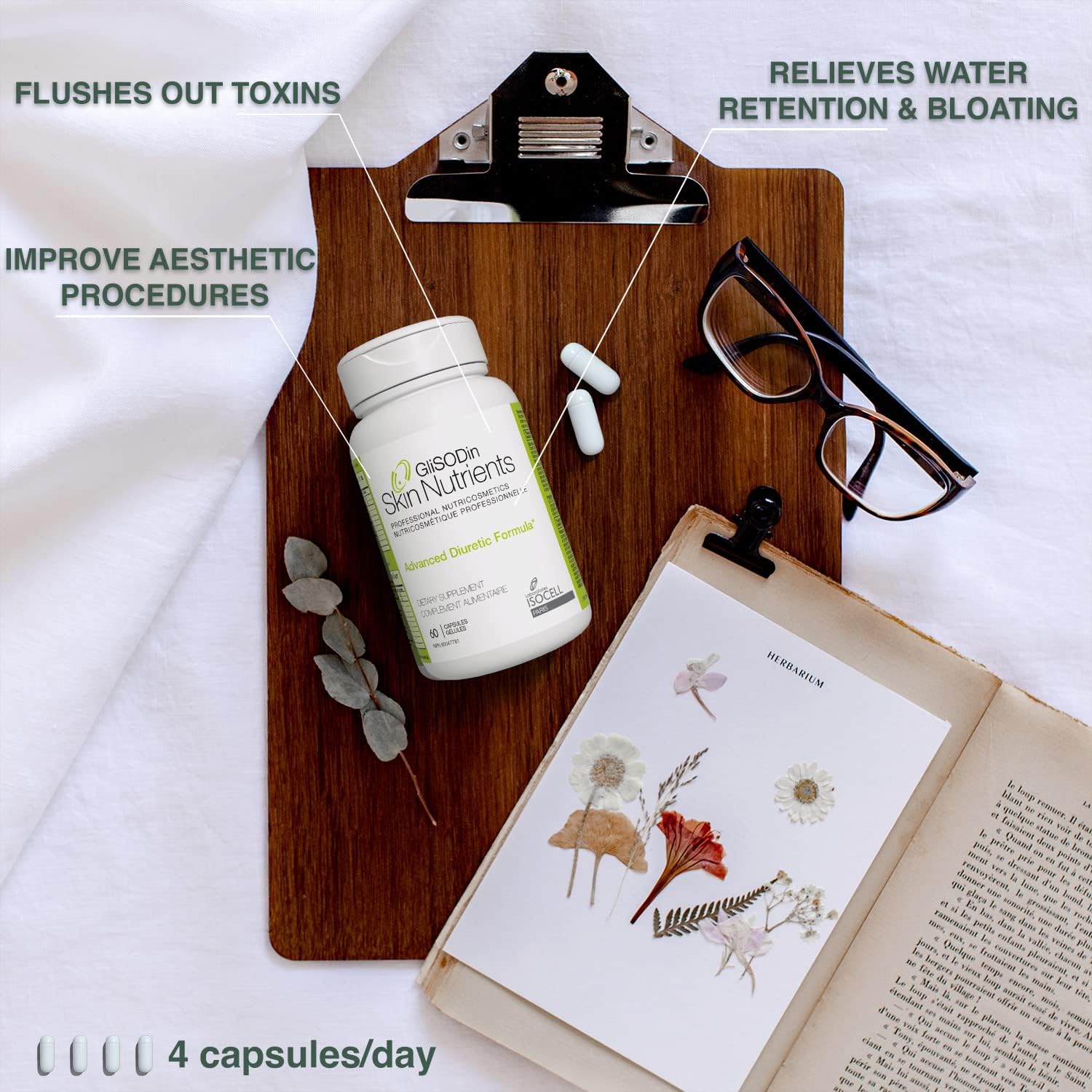 Glisodin Diuretic - Nutraceutical enhances Natural Drainage to Reduce The Swelling associated with Fluid Retention - Has Purification Properties That Assist in eliminating toxins - 60 Capsules - Image 2