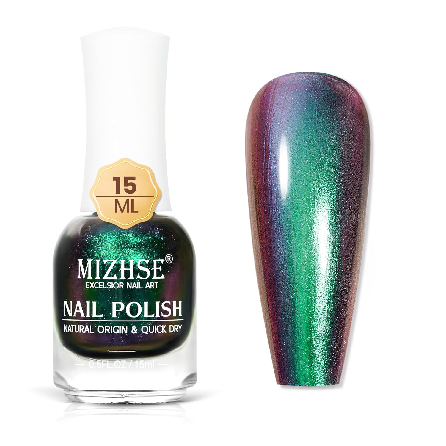 MIZHSE Chameleon Nail Polish, Green to Purple Color Shifting Nail Polish Air Dry Fast, 15ml/0.5 fl oz High Glossy Shiny Nail Pigment Nail Art Salon Manicure Home - Image 9