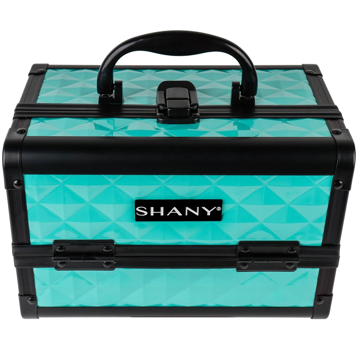 SHANY Chic Makeup Train Case Cosmetic Box Portable Makeup Case Cosmetics Beauty Organizer Jewelry storage with Locks, Multi trays Makeup Storage Box with Makeup Mirror - Turquoise - Image 8