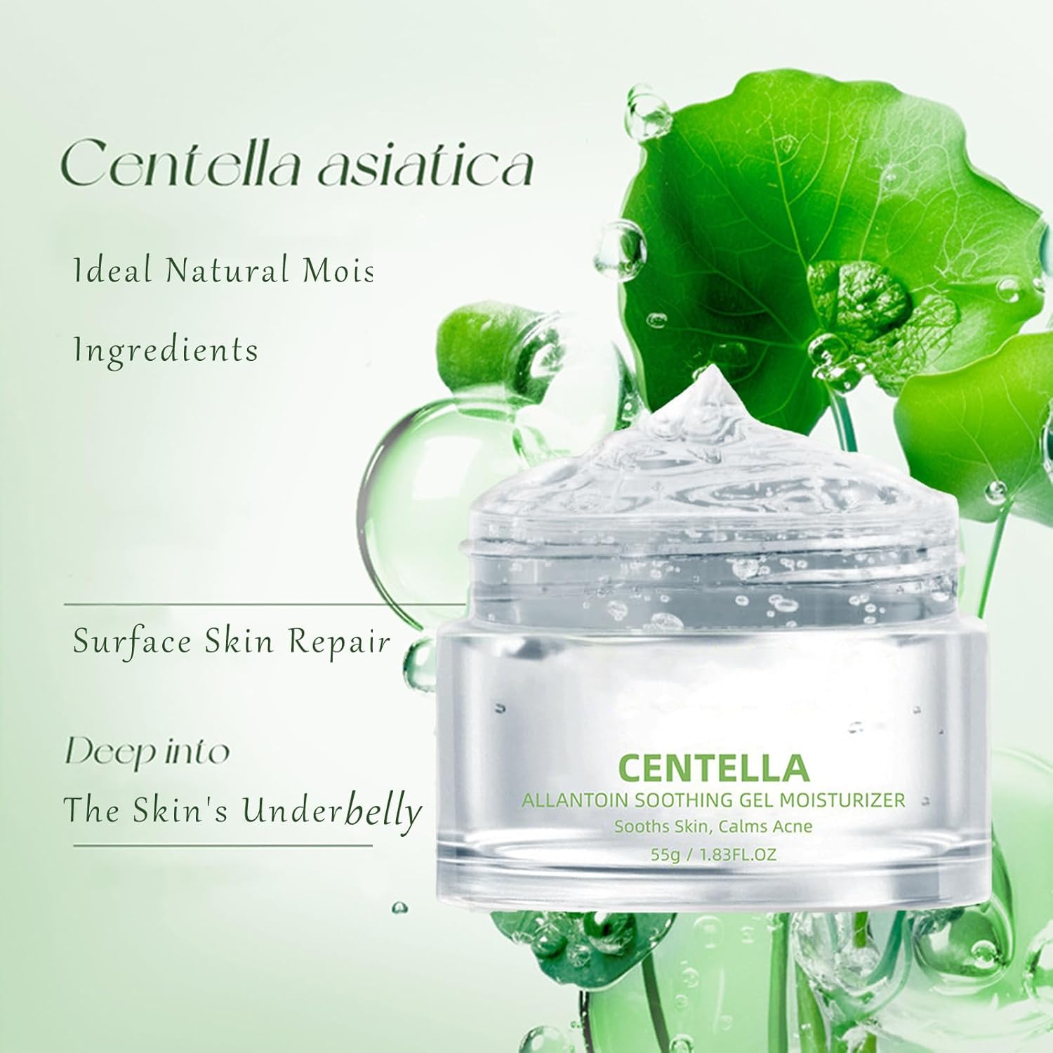 Centella Gel Moisturizer, Cntella Asiatica Soothing Gel Moisturizering for Face Natural Ingredients with Oat, Oat In Calming Gel Cream for Anti Acne Calm and Restore Oily Skin Moisturizer 1.83 Fl Oz - Image 7
