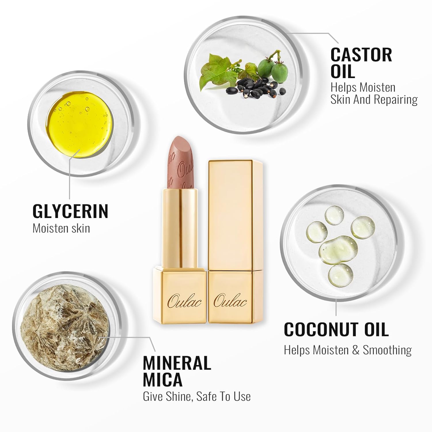 Oulac Nude Lipstick for Women with Metallic 3D Shine Lightweight Hydrating Formula, High Impact Lip Color, Vegan Beauty, Full Coverage Lip Makeup, Christmas Gifts for Women, Sahara Gold(10) - Image 7