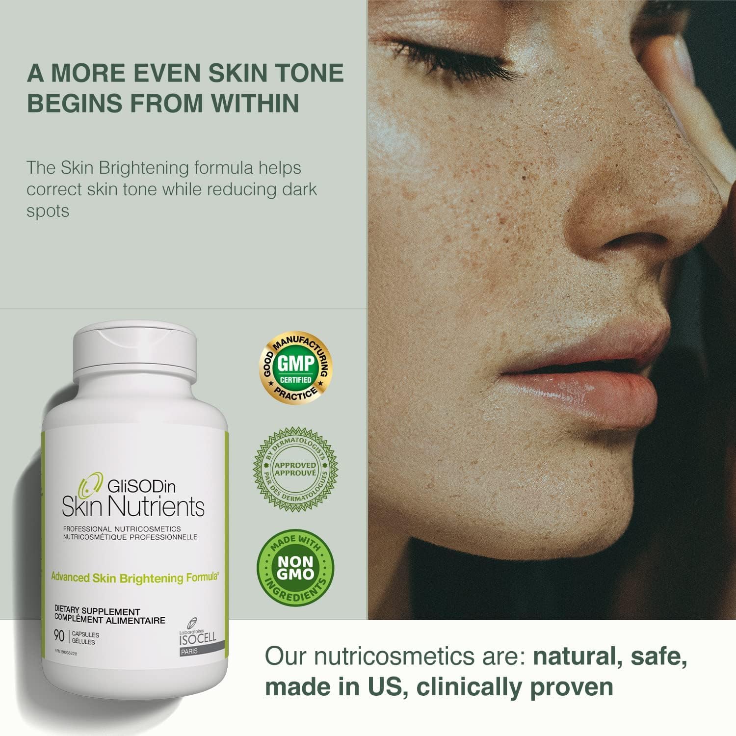 Glisodin Skin Nutrients Advanced Skin Brightening Formula – for Brighter, Clearer, and Firmer Complexion – Helps Reduce Blemishes - 90 Capsules - Image 3