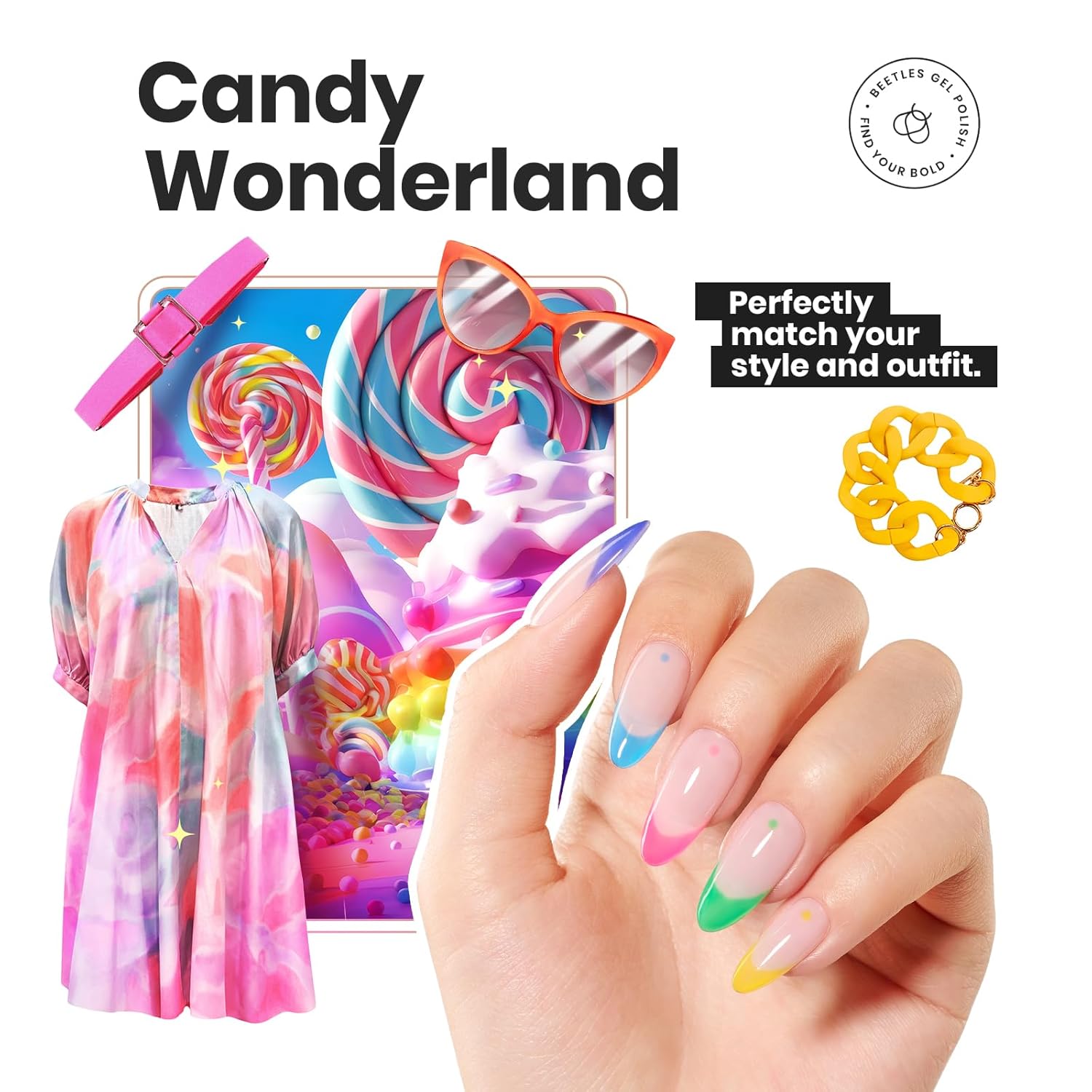 Beetles Neon Nail polish Set, 6 Jelly Colors Bright Rainbow Nail Polish Kit Quick Dry Summer Finger Nail Polish Glossy Shine Nail Lacquer Polish Long Lasting Syrup Nails Nail Polish Gifts for Women - Image 4