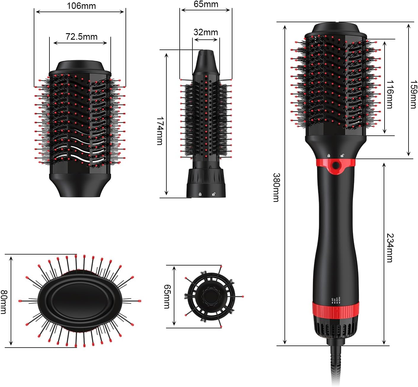 1.5-inch One-Step Hot Air Brush for Effortless Hair Drying, Straightening, and Volumizing - Image 2