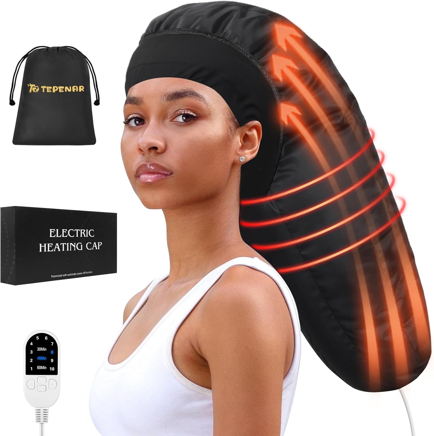 Hair Steamer for Deep Conditioning: Upgraded Heat Cap with 10-Level Fast Heating 3 Time Settings for Natural Hair Portable Thermal Steam Cap for Home Use Hair Treatment