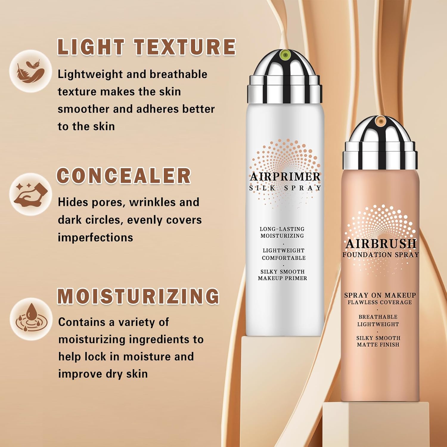 Magic Minerals Airbrush Foundation and Makeup Primer for Face,Full Coverage Foundation for Mature Skin,Moisturizing Airbrush Makeup (02 Beige) - Image 5