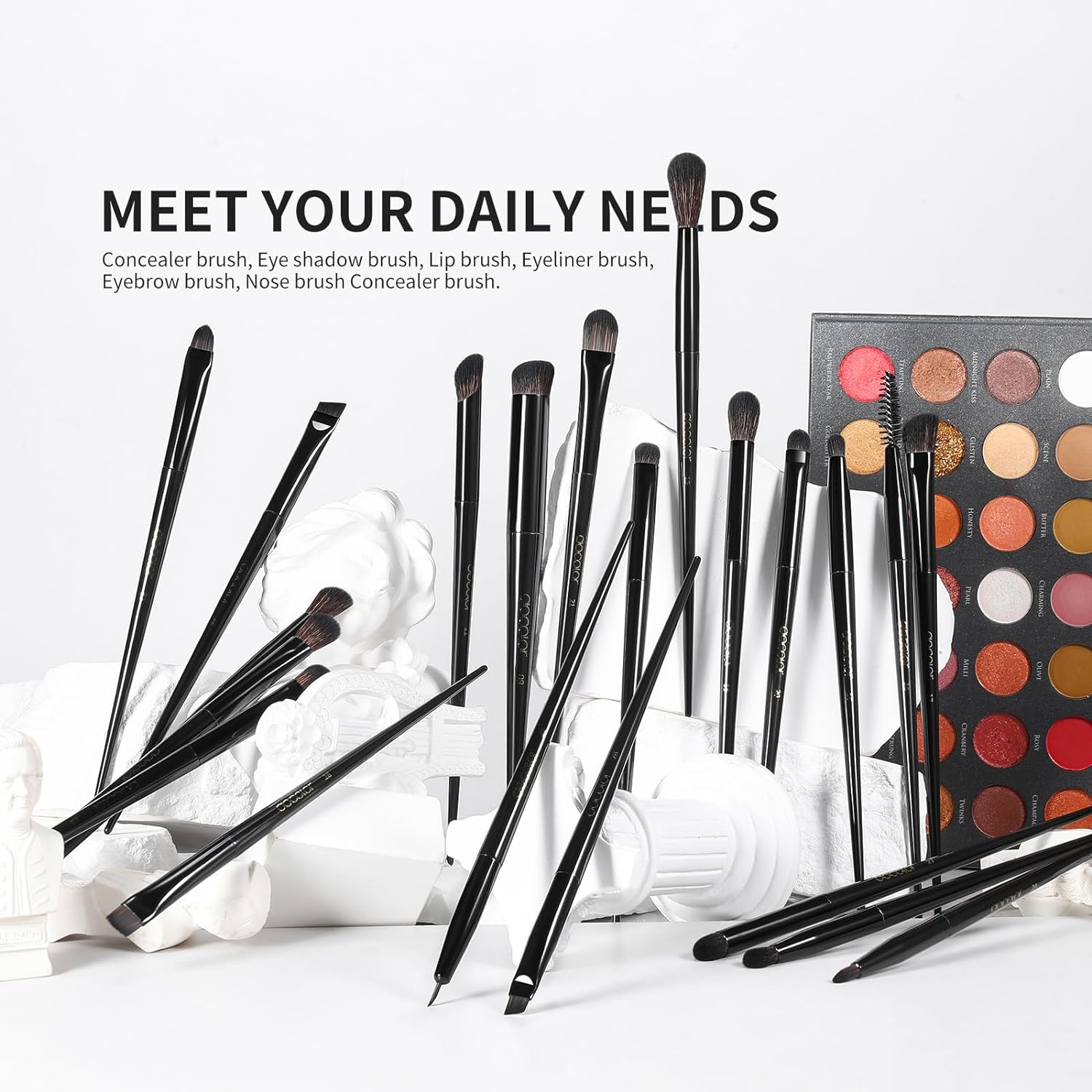 Docolor Makeup Brushes Set Professional 30Pcs Obsidian Makeup Brushes Premium Synthetic Powder Kabuki Foundation Contour Blush Concealer Eye Shadow Blending Eyeliner Crease Eyebrow Make Up Brush Kit - Image 2