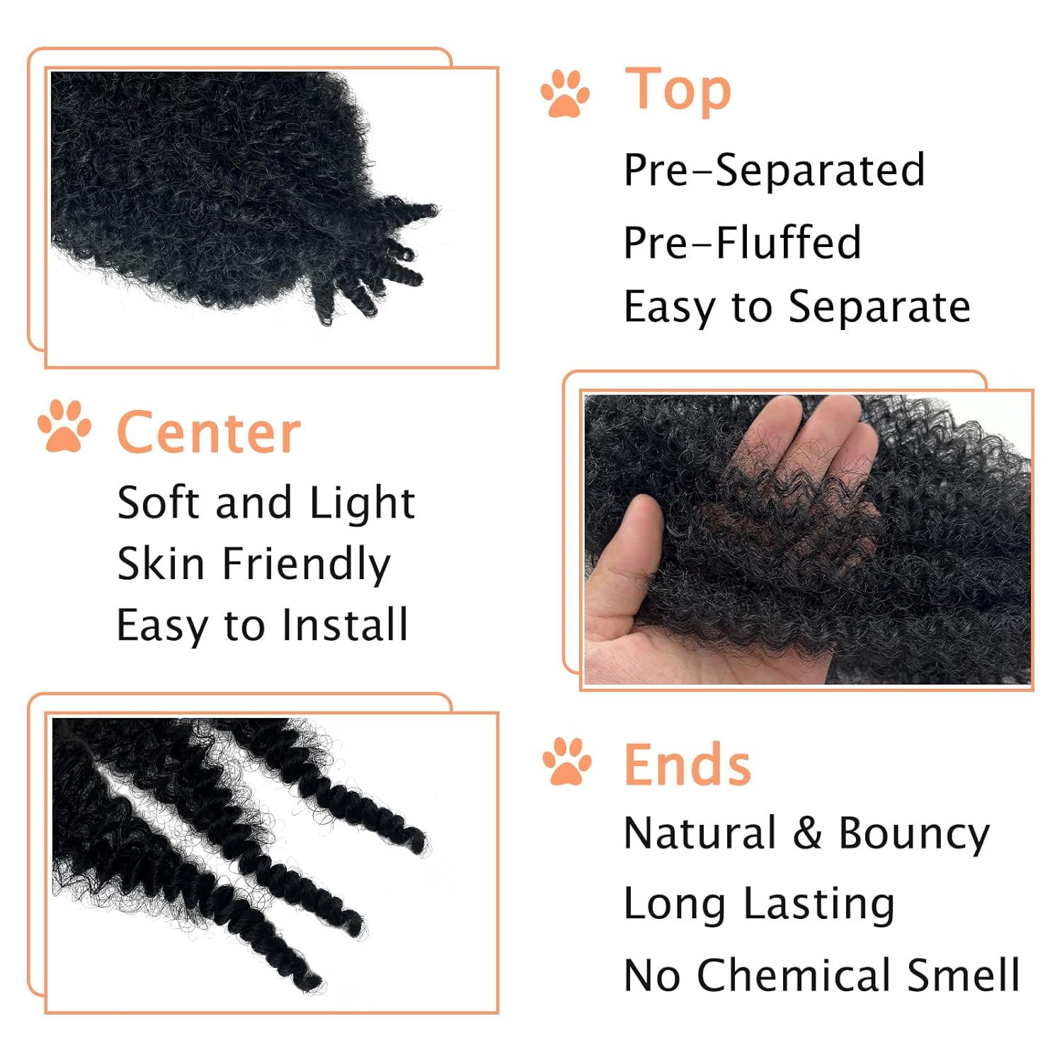 3 Packs Marley Twist Braiding Hair, 12 Inch Pre-Separated Springy Afro Twist Hair Kinky Twist Crochet Hair Braids for Distressed Soft Locs Spring Twist Hair for Women (12 Inch (Pack of 3), 1B) - Image 4
