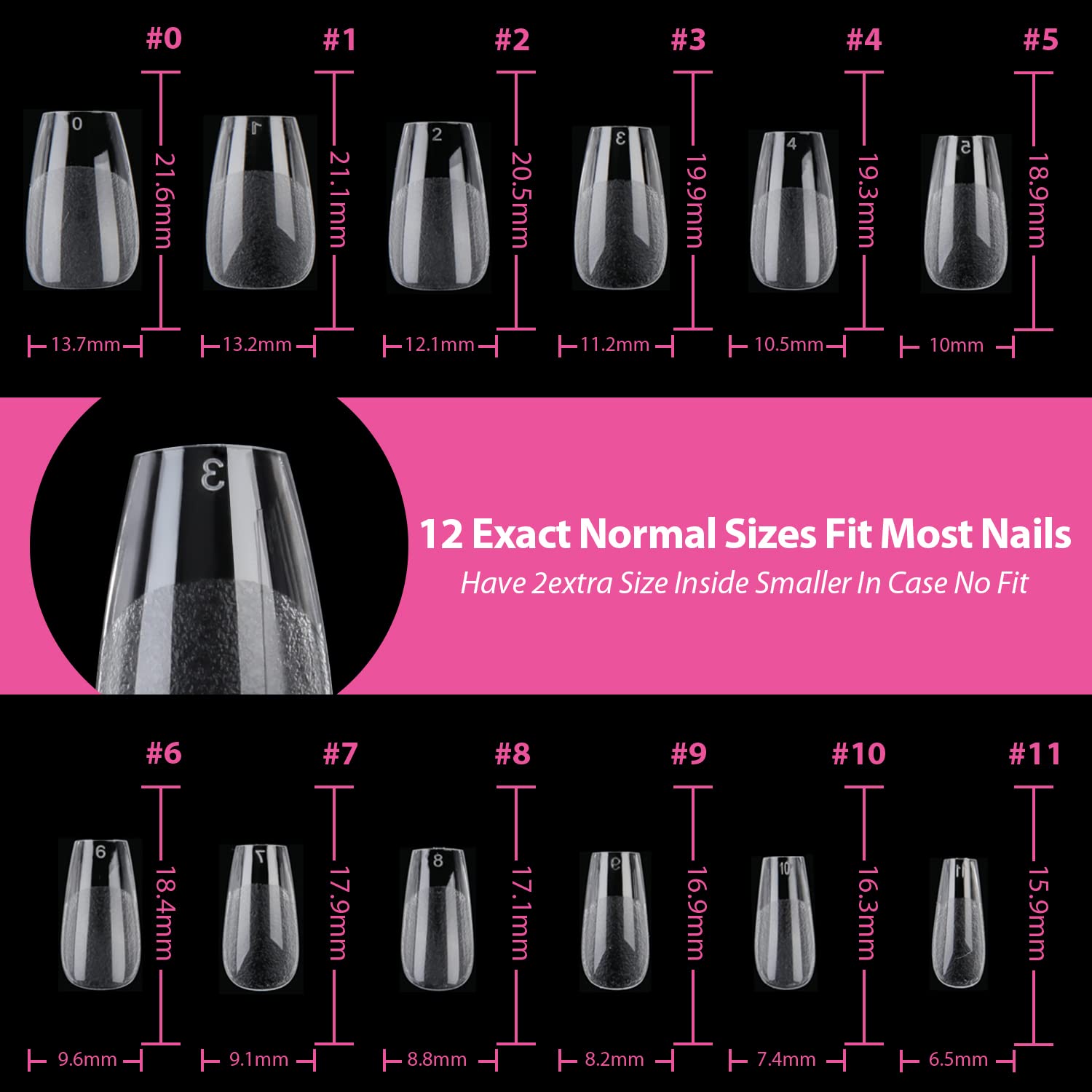 UNA GELLA Short Coffin Press on Nails - 216pcs Pre-shape Gel Tips for Full Cover Acrylic Nail Extension DIY - 12 Sizes for Home Salon - Image 8