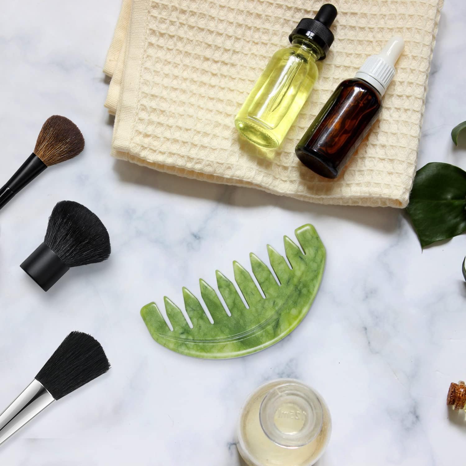 Scalp Massage Comb, Scalp Massager for Hair Growth, Head Scratcher for Itchy Scalp, Natural Gua Sha Jade Stone for Stress Relief, Meridian Brush - Image 7