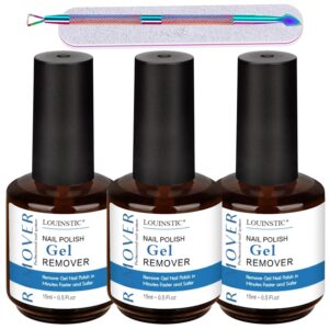 LOUINSTIC Gel Polish Remover: Professional Gel Nail Polish Remover for Nails 3Pack,Gel Nail Remover 3-5 Minutes Easy & Quick
