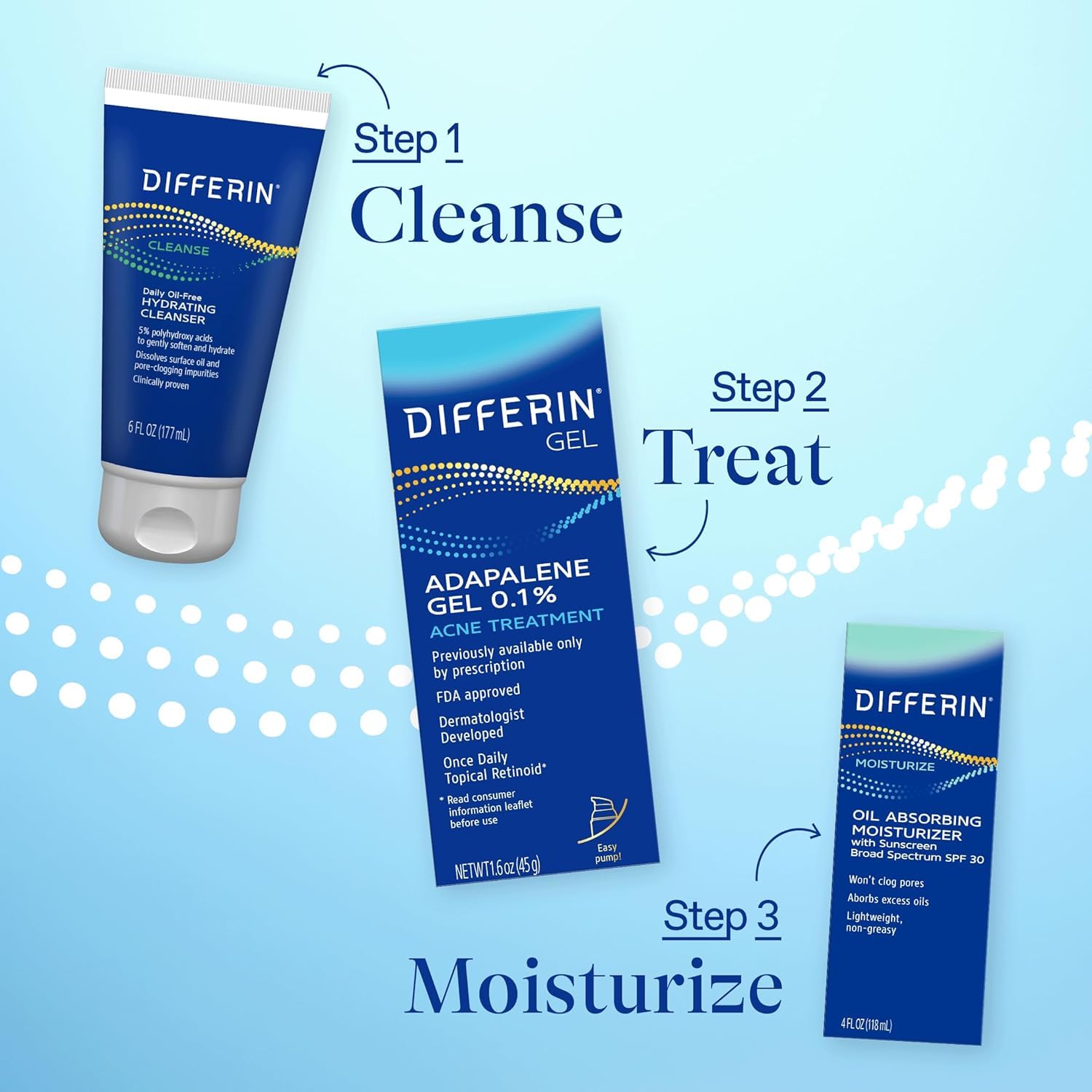 Differin Acne Treatment Gel, 90 Day Supply, Retinoid Treatment for Face with 0.1% Adapalene, Gentle Skin Care for Acne Prone Sensitive Skin, 45g Pump (Packaging May Vary) - Image 7