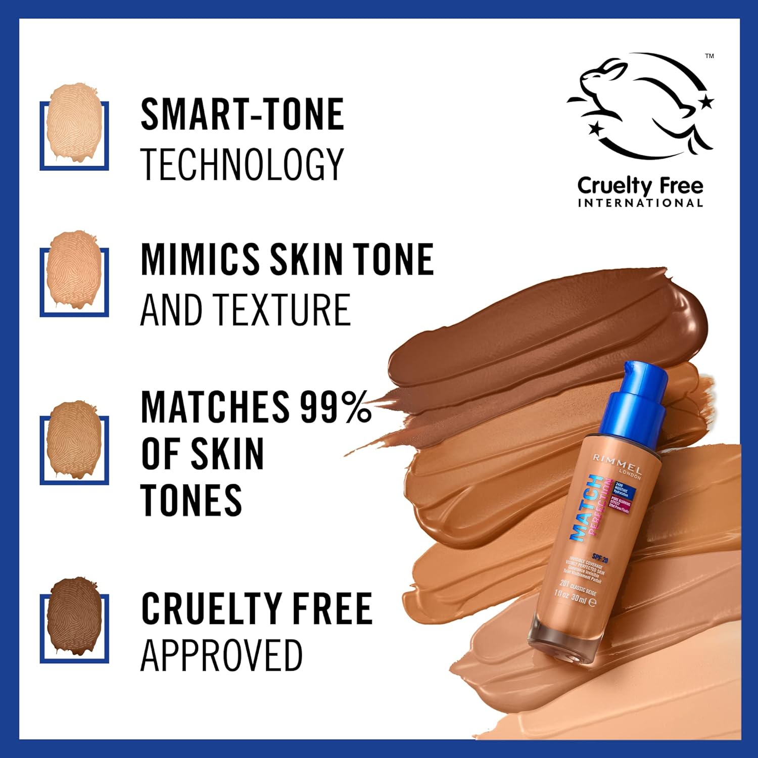 Rimmel London Match Perfection Foundation Spf20 101 Classic Ivory 30ml - Image 5