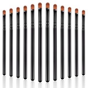 12 Pieces Small Concealer Brush Flat Lip Concealer Brush Under Eye Synthetic Fiber Makeup Eyebrow Outline Foundation for Concealing Blending Setting Buffing Makeup(Black)
