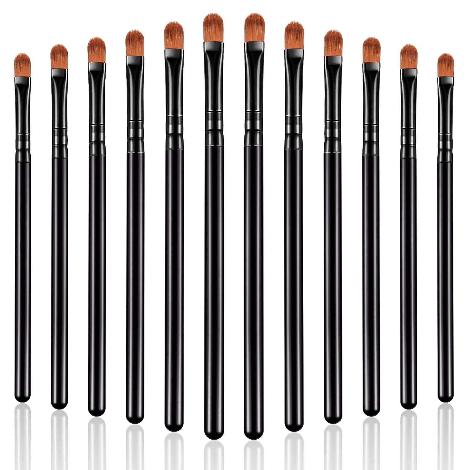 12 Pieces Small Concealer Brush Flat Lip Concealer Brush Under Eye Synthetic Fiber Makeup Eyebrow Outline Foundation for Concealing Blending Setting Buffing Makeup(Black)