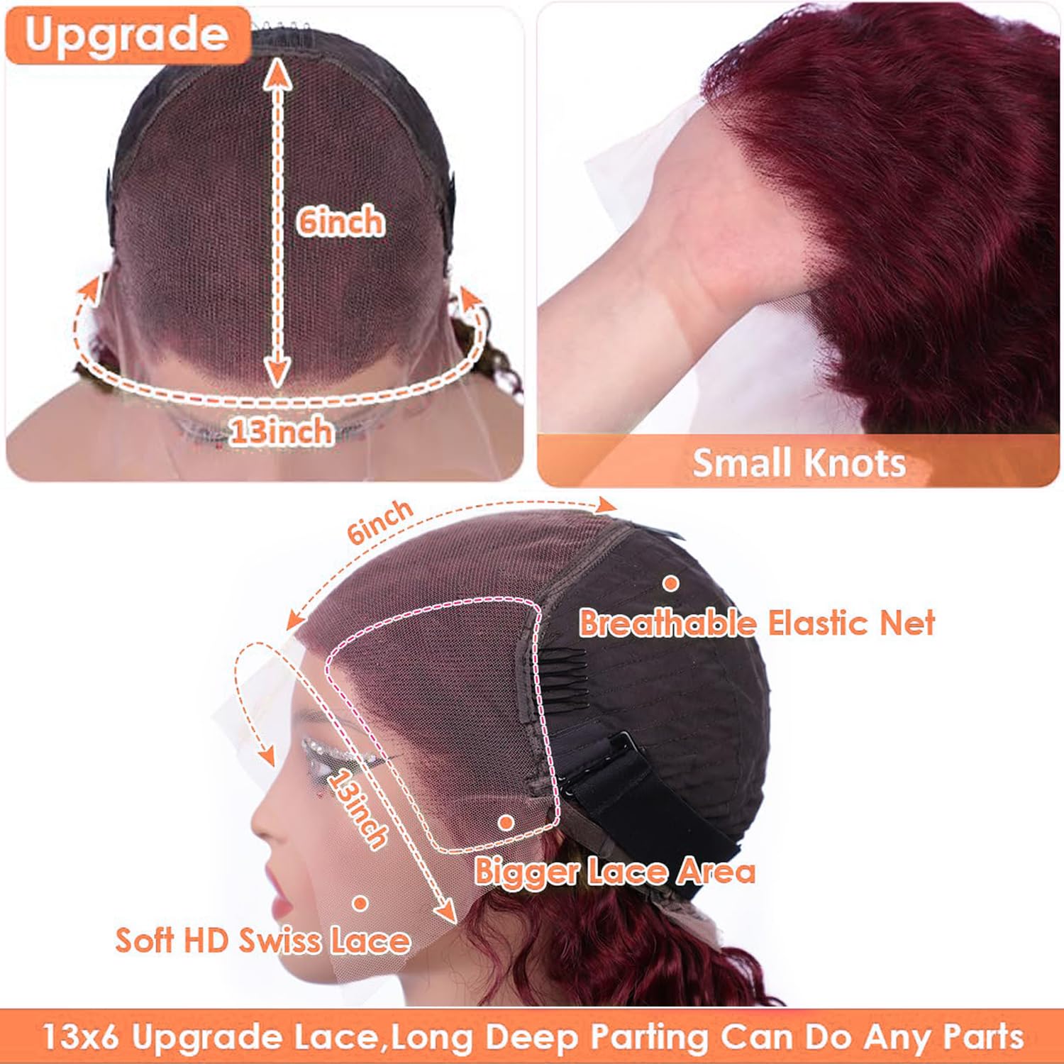 Reddish Brown Lace Front Wigs Human Hair 30 Inch Reddish Brown Curly Lace Front Wig 180 Density 33# Deep Wave 13x6 HD Lace Frontal Wigs Human Hair Pre Plucked for Women Auburn Colored Human Hair wig - Image 4
