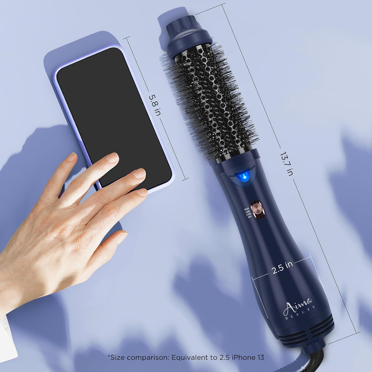 Hair Dryer Brush, Aima Beauty 4-in-1 Upgrade Hot Air Straightener Curler Function for Women, Hair Styling Tools, Prussian Blue-Round - Image 5