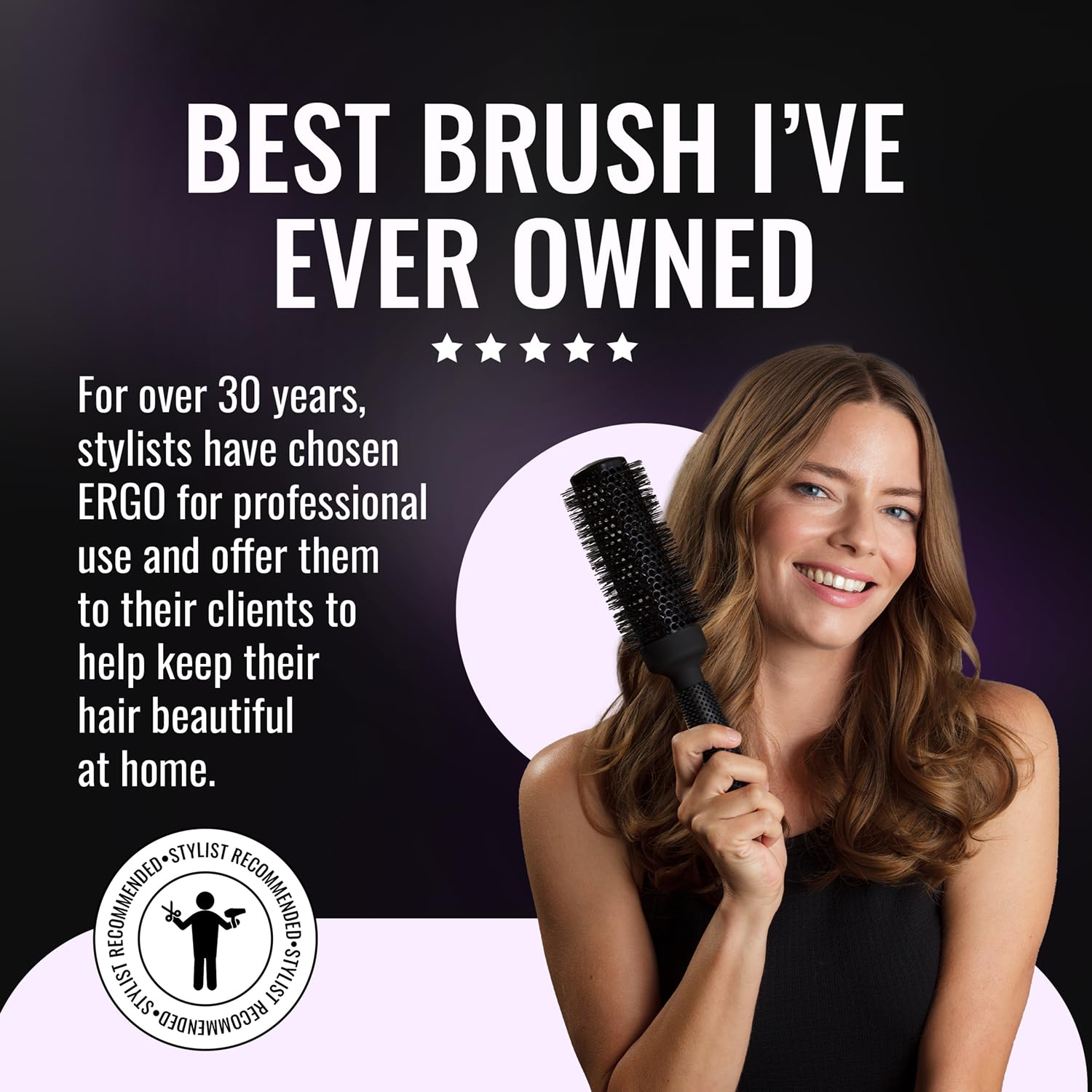 Ergo Ceramic Ionic Round Brush for Blow Out - Salon Quality Hair Brushes for Women - Roller Brush for Blow Drying, Wet and Dry Hair Styling, Volumizing Hair Care - ER53: 2" - Image 5