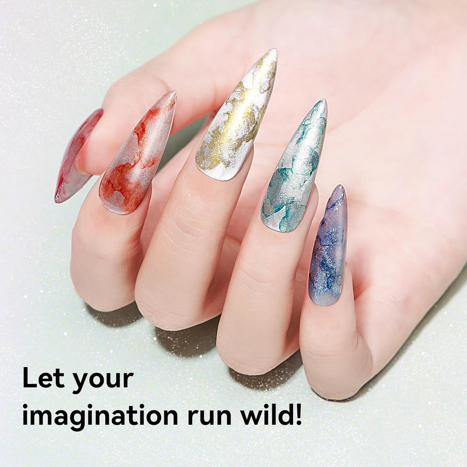 MIZHSE Marble Nail Polish Set, 12 Colors Marble Ink for Nails Glitter Effect Nail Ink Blooming Gel Watercolor Nail Polish for Nail Art Design Manicure at Home - Image 3
