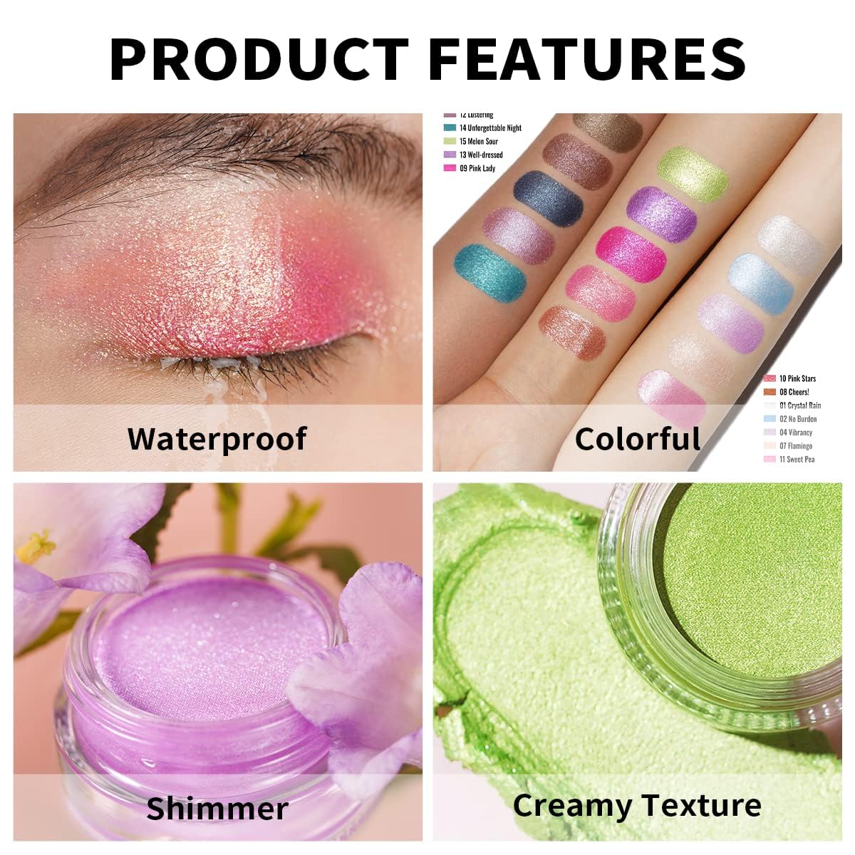 Oulac Shimmer White Cream Eyeshadow Primer Waterproof Long Lasting Glitter Natural 6g 01 - Image 6