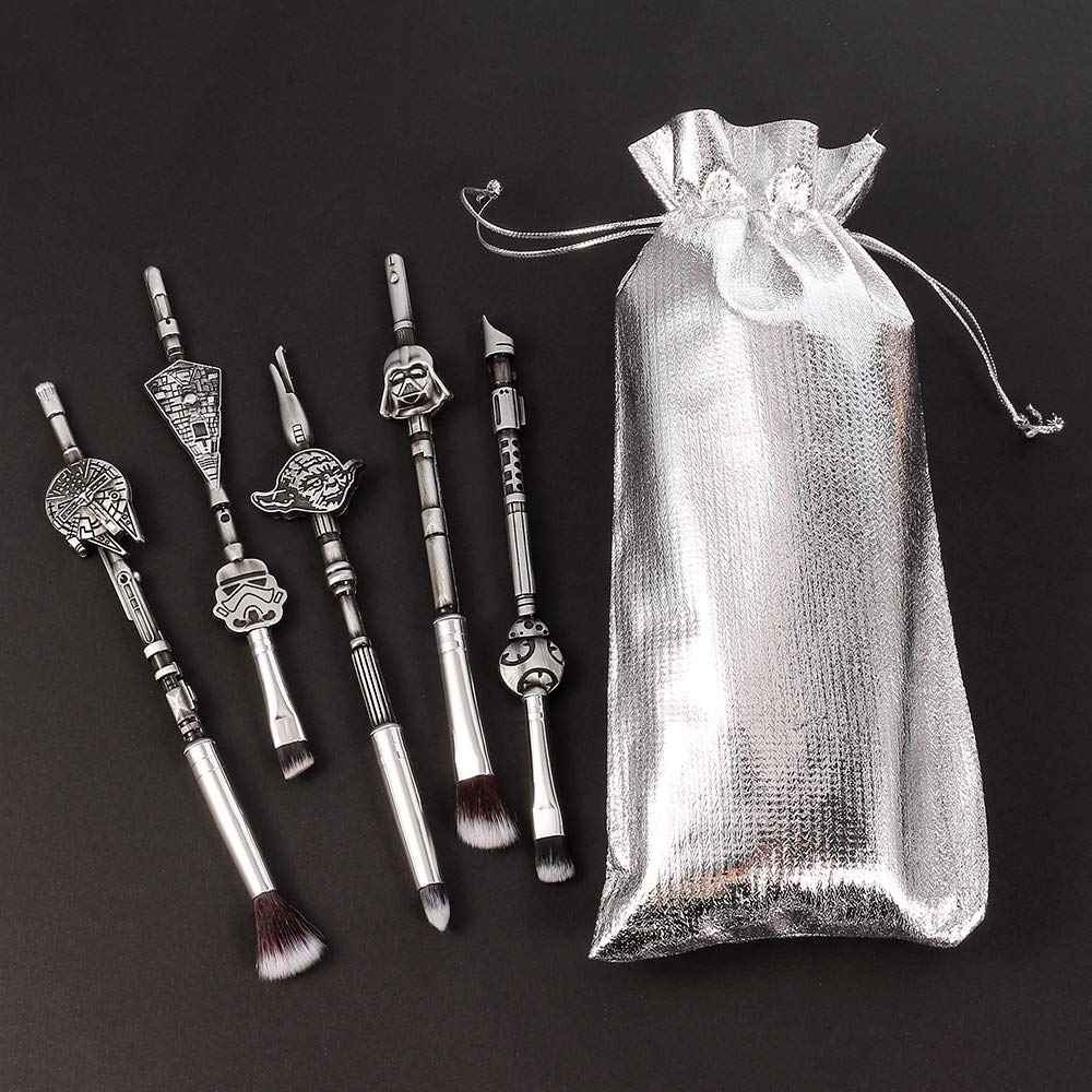 5Pcs Profession Star Makeup Brushes - Wars Professional Cosmetic Brushes Foundation Blending Blush Eye Shadows Face Powder Fan Brushes Kit for Fans - Image 6
