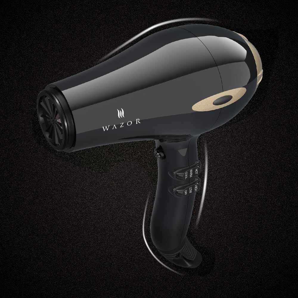 Salon Hair Dryer 1875W Professional Negative Ionic Blow Dryer for Home Use, 2 Speed and 3 Heat Settings Fast Drying with Diffuser and Comb and Nozzel Mid-Size Black Color - Image 3