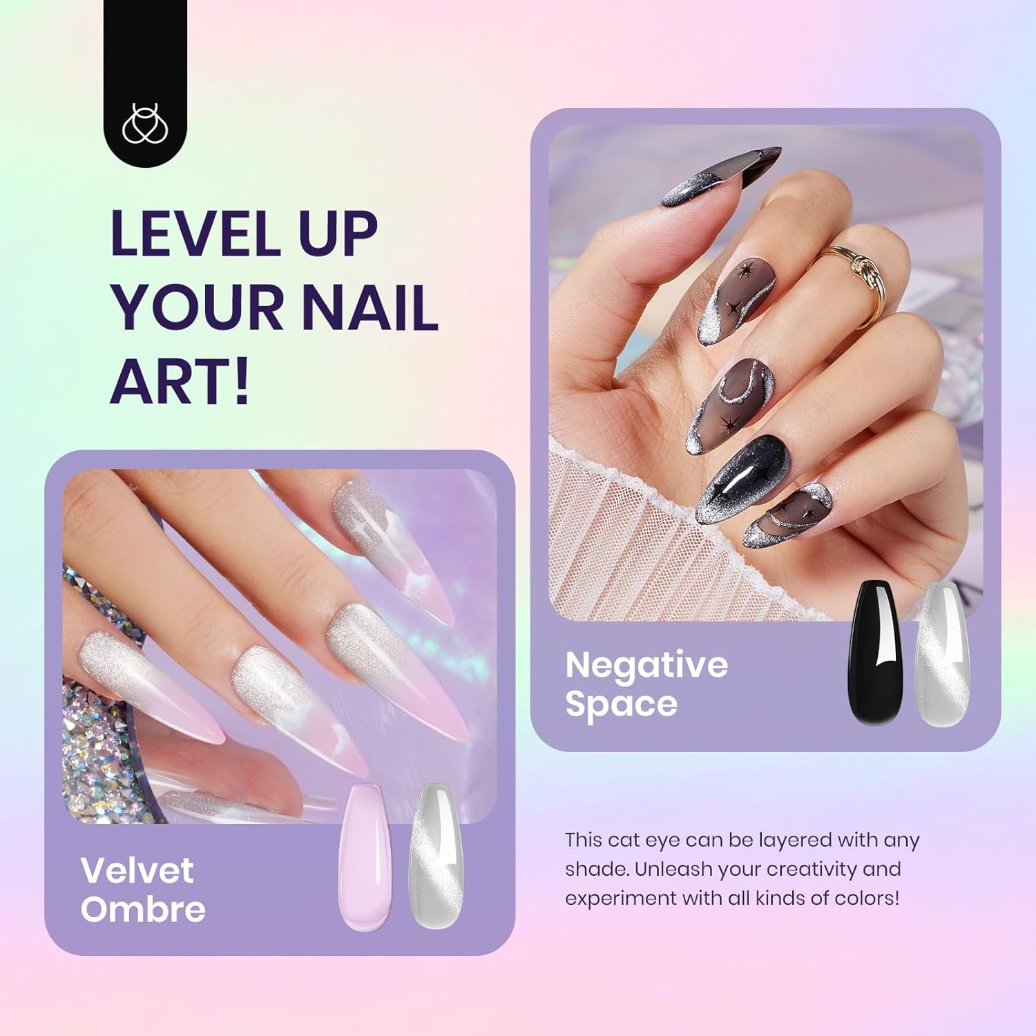 Beetles Cat Eye Gel Nail Polish - 15ml Silver Shimmer Gel Polish with Magnet Soak Off UV LED Nail Lamp Velvet Nail Polish Nail Art Salon DIY Home Manicure Gift for Women - Image 3