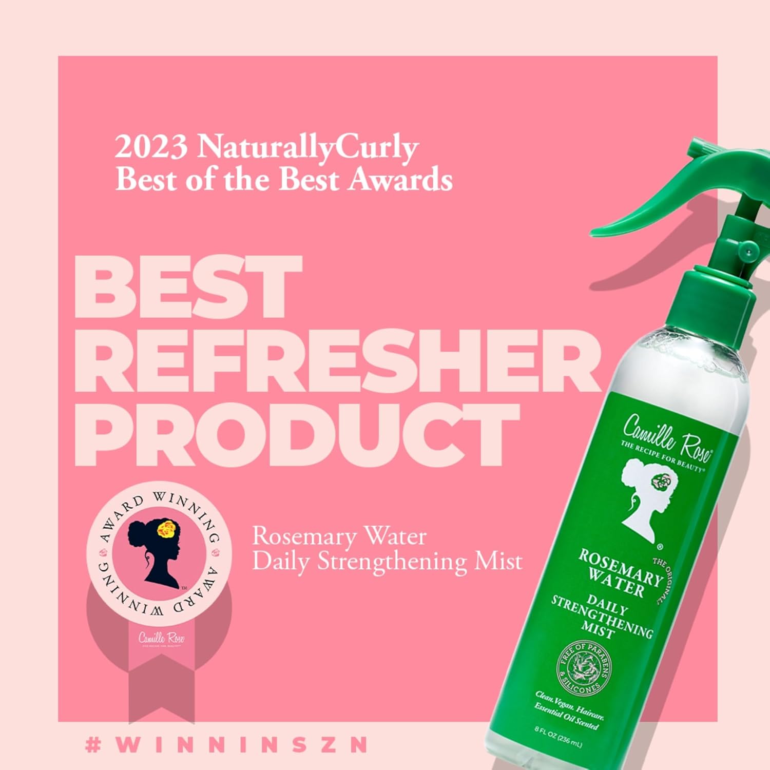 Camille Rose Rosemary Water Daily Strengthening Mist, with Peppermint and Rosemary Essential Oils to Strengthen Strands and Promote Hair Growth, for all Hair Types, 8 fl oz - Image 2