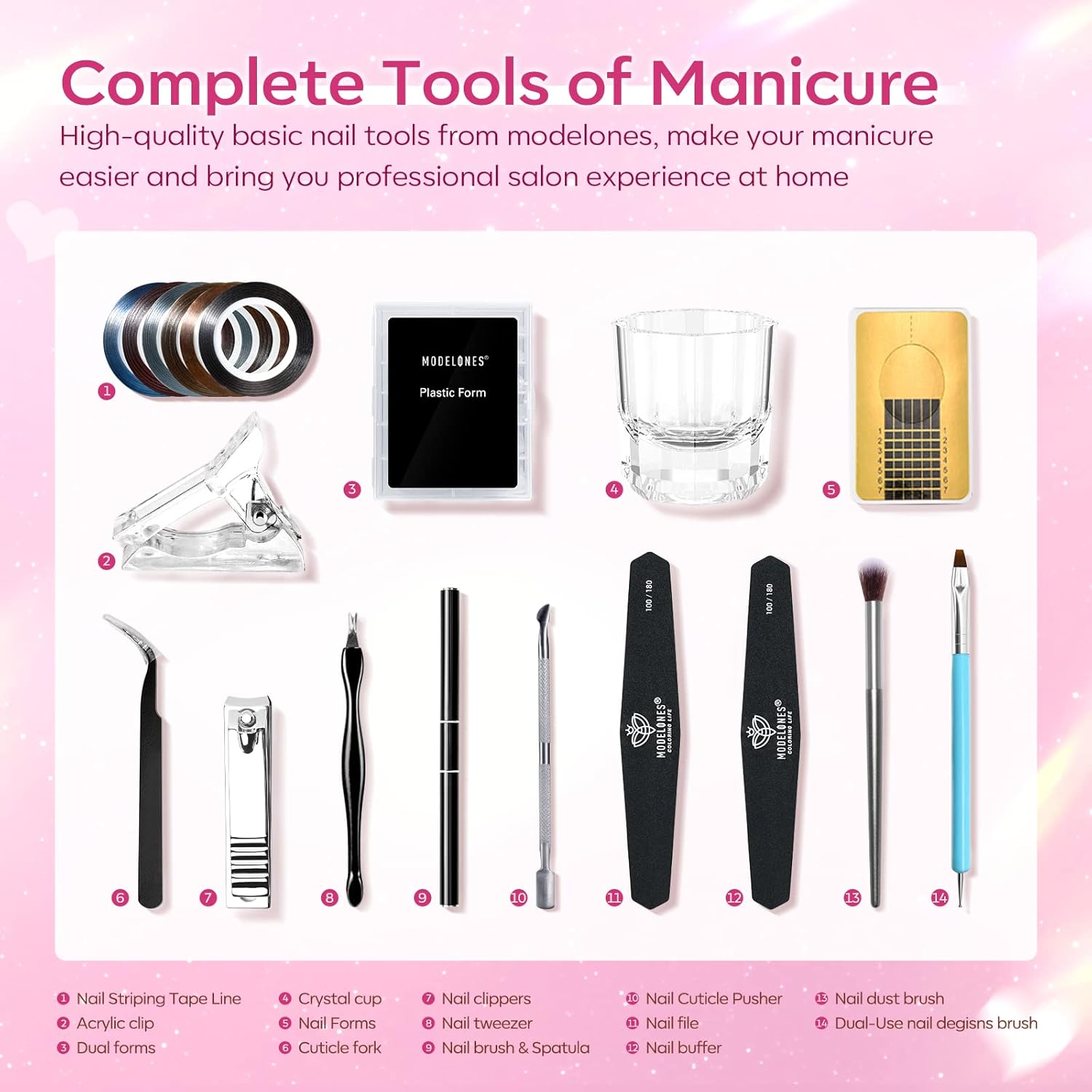 Modelones Poly Nail Gel Kit 8 Rosy Pink Colors with 48W U V/LED Lamp Poly Extension Gel Complete Nail Art Tools Professional Starter Manicure Kit Supplies Rhinestone Glitters Beauty Gift DIY at Home - Image 9