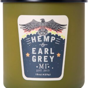 Manly Indulgence Hemp & Earl Grey Scented Candles for Men, 2 Wick, 15 oz Premium Soy Blend, 60H Burn, Candles for Home Scented – Made in The USA