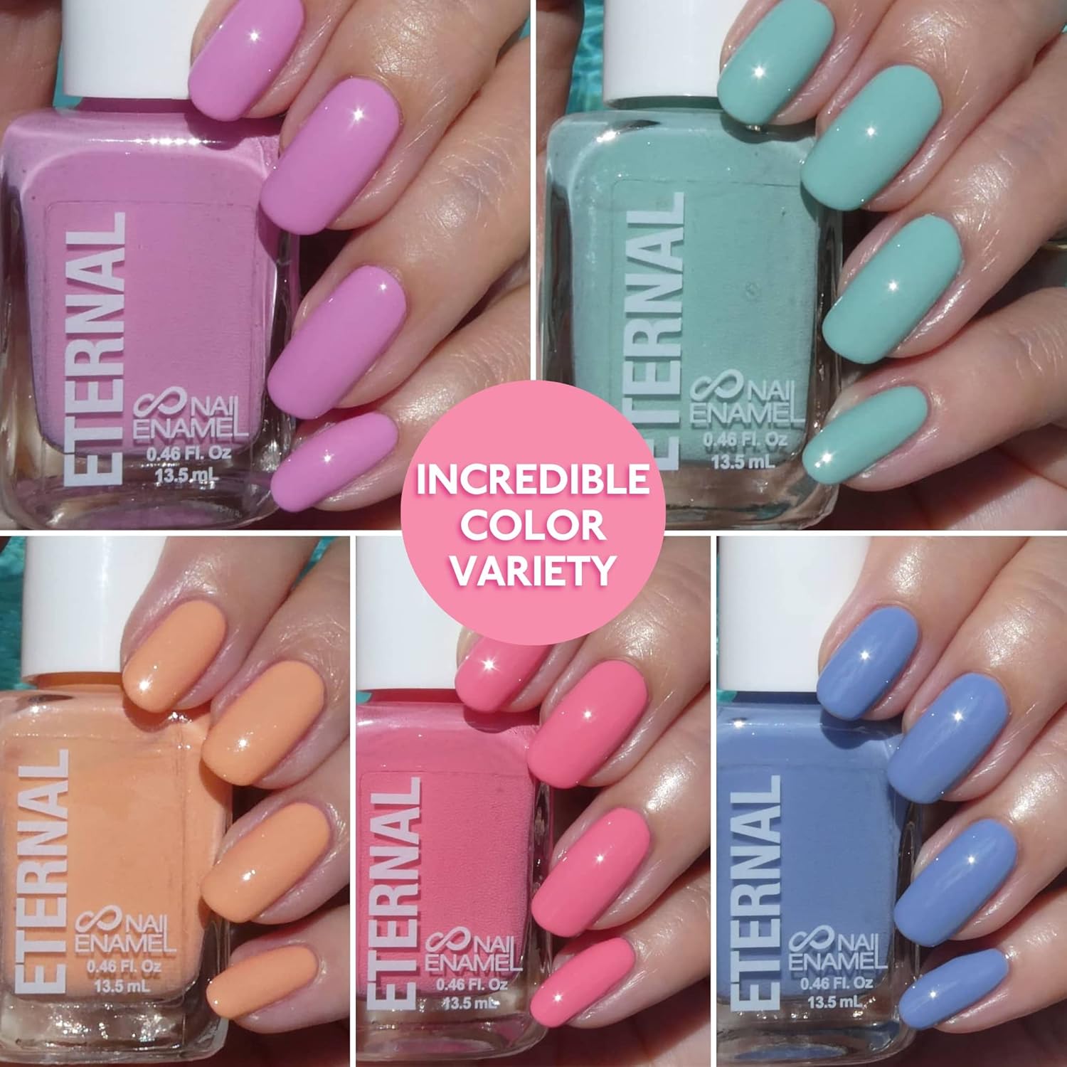 Eternal Pastel Nail Polish Sets for Women (CANDY PASTELS) - Pastel Nail Polish Set for Girls - Long Lasting & Quick Dry Nail Polish Set for Home DIY Manicure Pedicure - Made in USA, 13.5mL (Set of 5) - Image 2