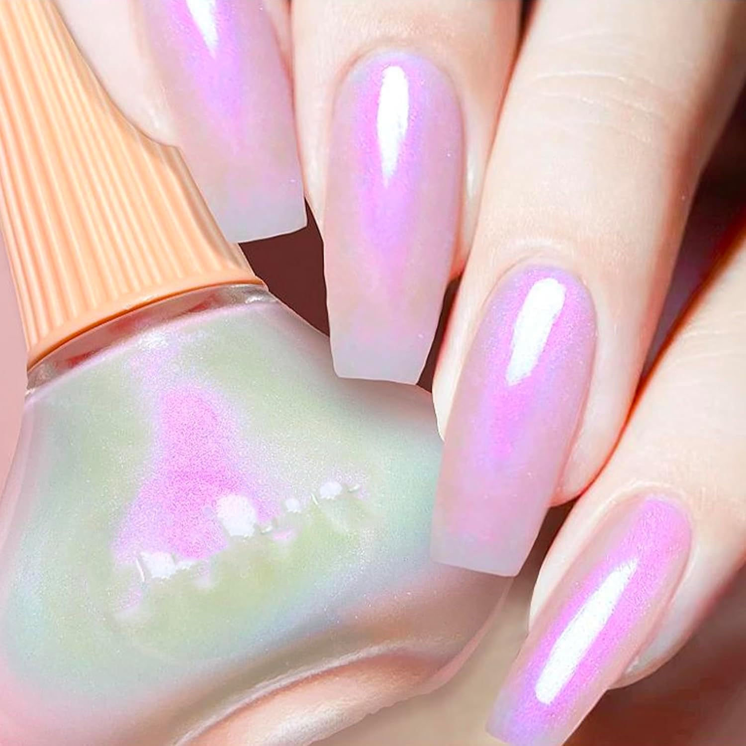 COSMOO Aurora Nail Polish, 8-Free Vegan, Shimmer Unicorn Quick Dry Nail Lacquer for Nail Art Varnish, 0.41 fl oz - Image 7
