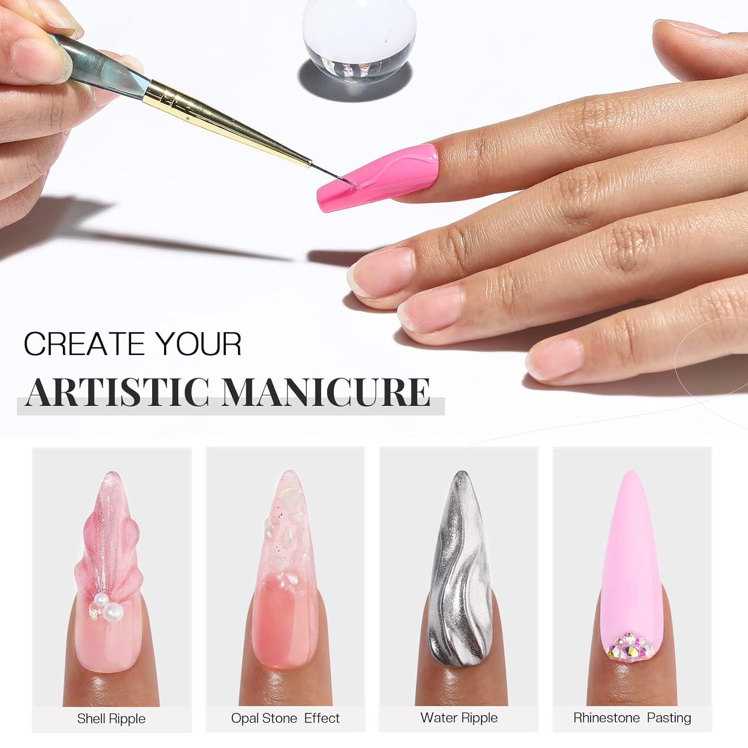 Morovan Clear Builder Gel for Nails: UV/LED Hard Gel Kit - 2oz Strong 3D Sculpting Extension Strengthen Professional Art Manicure Set with Forms & Brush Supplies - Image 6