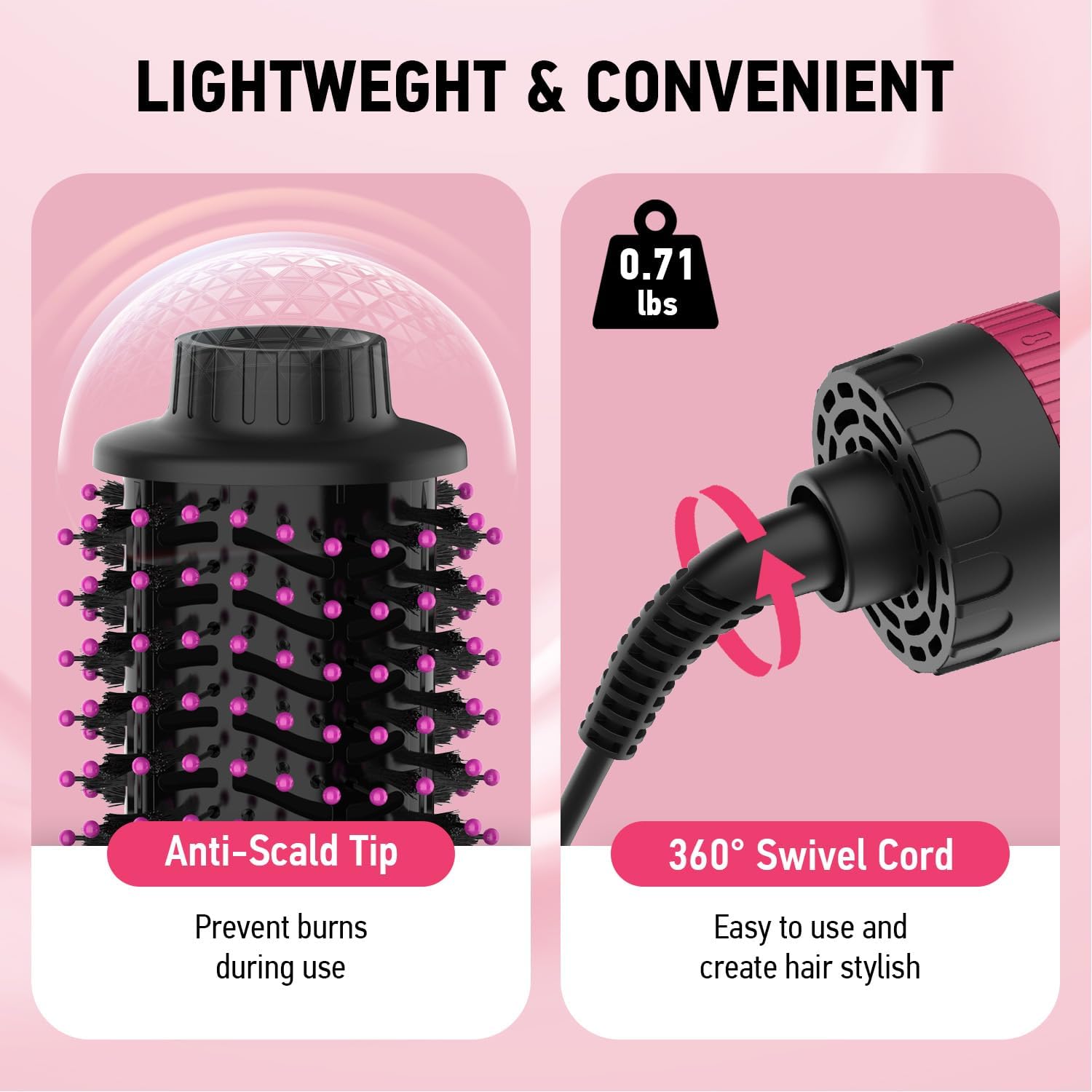 Hair Dryer Brush, MiroPure 4-in-1 Hair Brush Blow Dryer with 4 Speed Temp Settings, One Step Hair Dryer and Styler Volumizer, Hot Air Straightener Brush for Smooth Frizz-Free Blowout, Black Red - Image 7