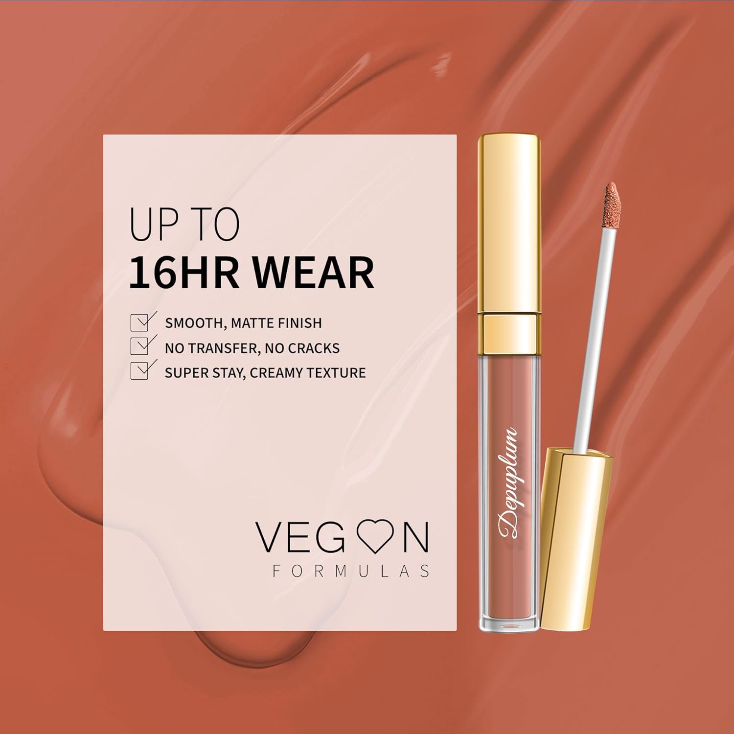 Coral Lipstick Matte for Women Super Stay Long Lasting Lipstick Smudge Proof No Transfer Liquid Lipsticks Cruelty Free Lip Makeup, DM19 Coral Nude - Image 4