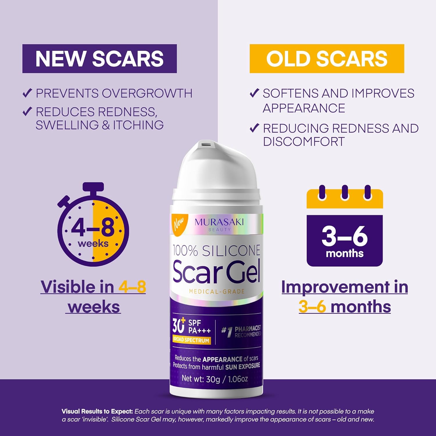 Silicone Scar Gel Scar Cream: SPF 30 Advanced Medical-Grade Formula for Surgical Scars, C-Section, Stretch Marks, Acne, Burns, Keloids, Old & New Scars – Broad Spectrum UV Protection 1.06oz (30g) - Image 4